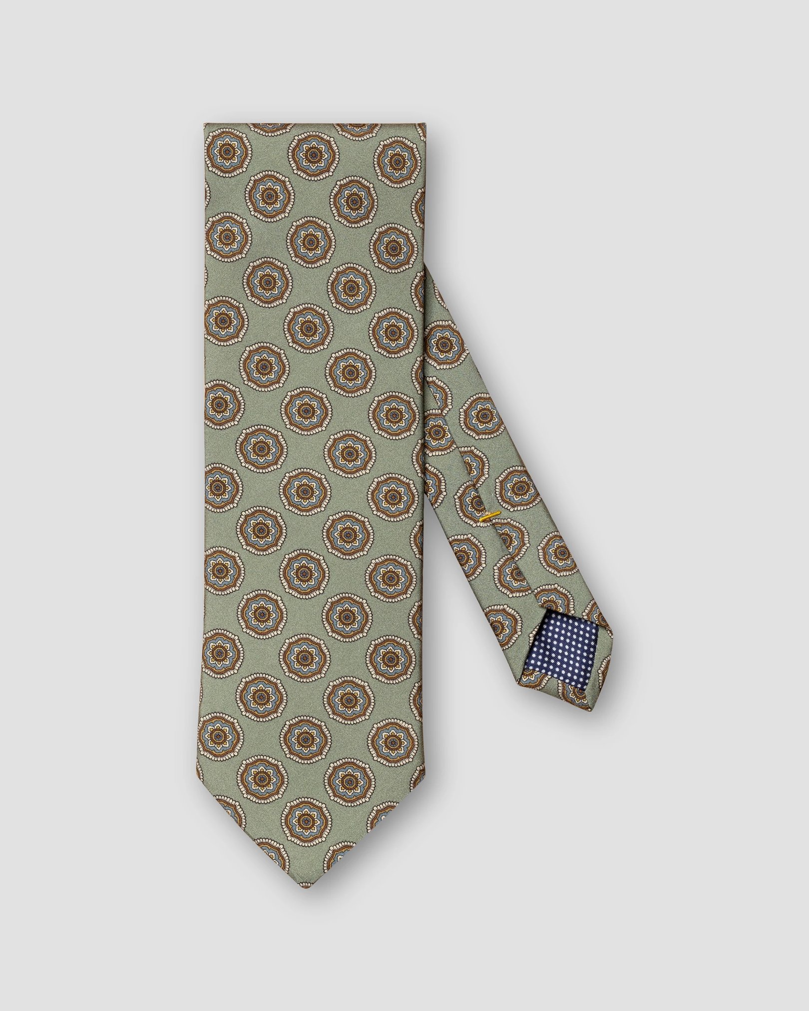Eton - green geometric silk tie print