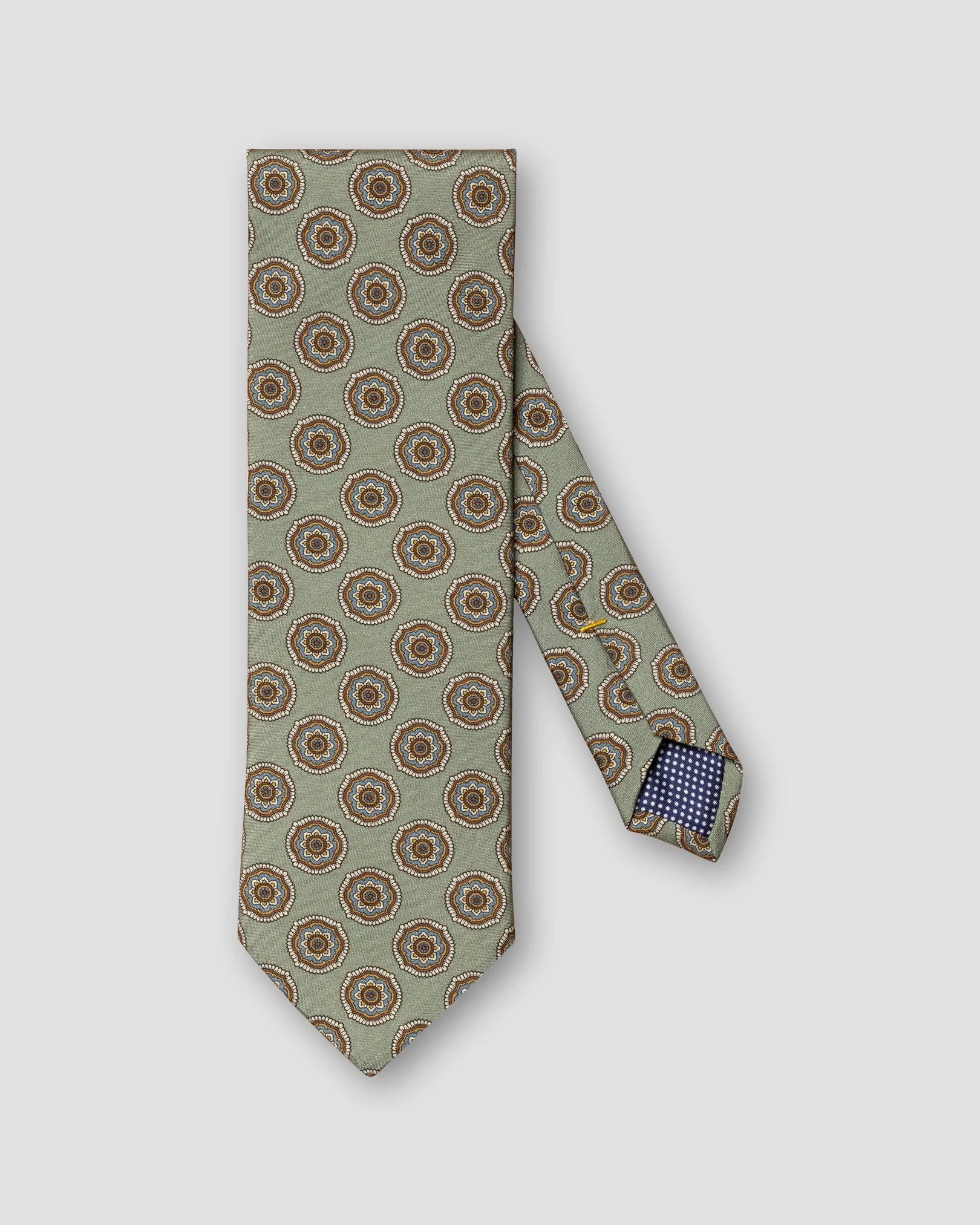 Eton - green geometric silk tie print