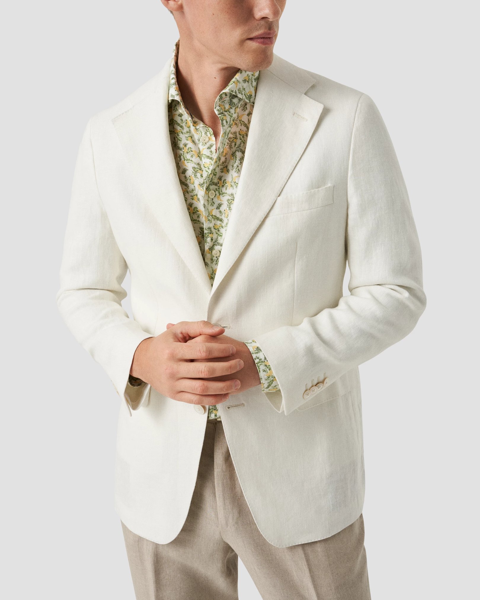 Eton - banana printed linen shirt