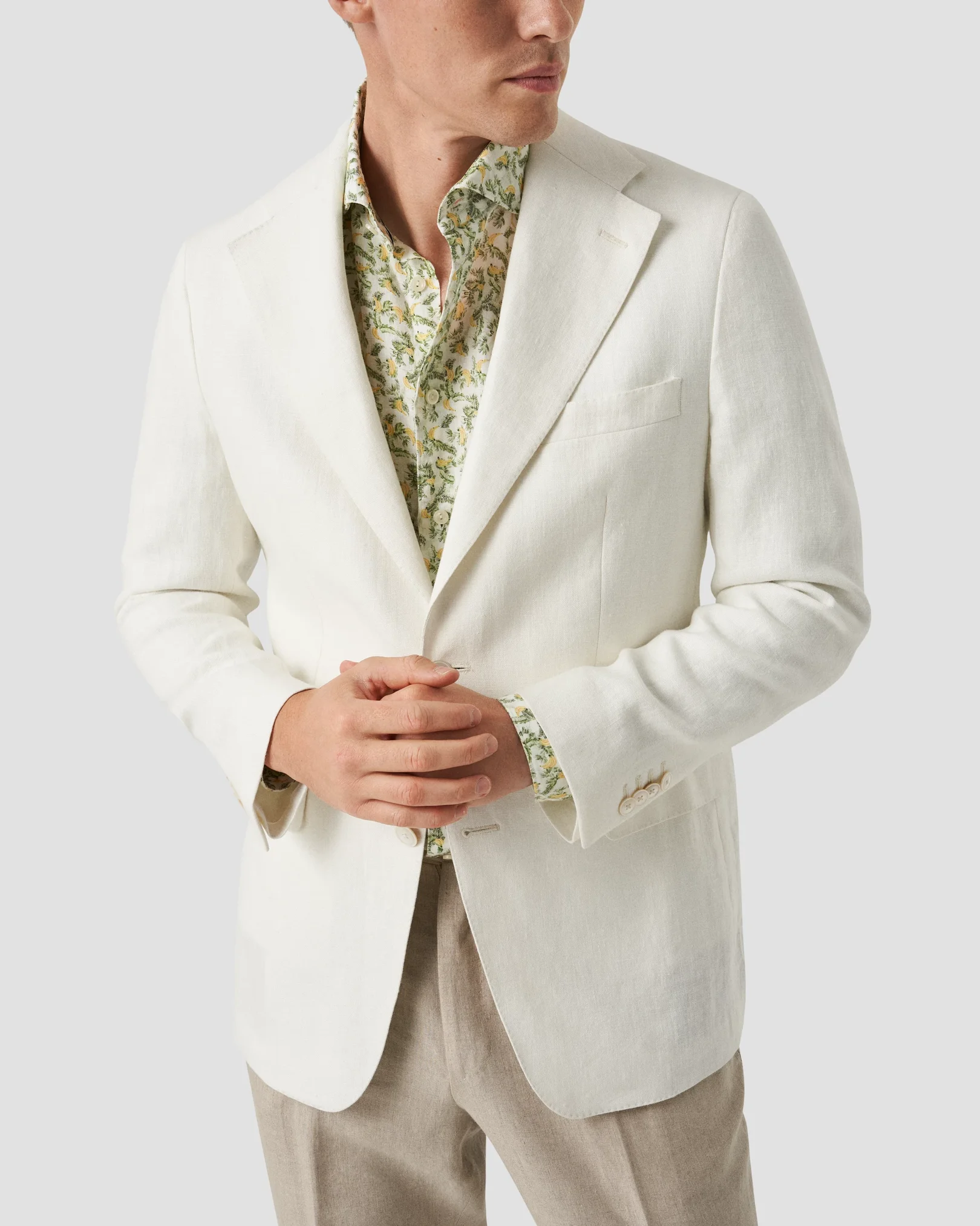 Eton - banana printed linen shirt