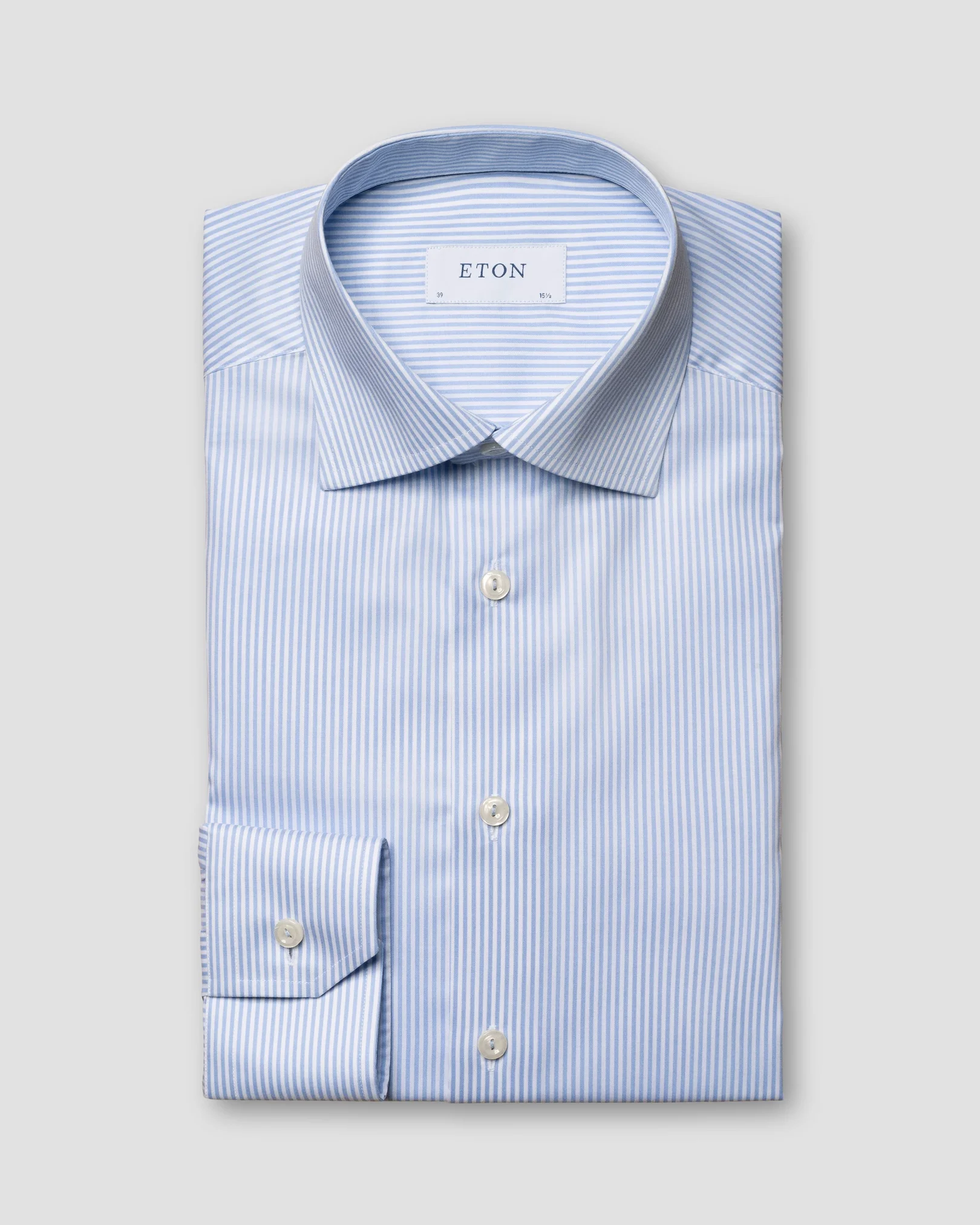 Eton - light blue twill with stripes