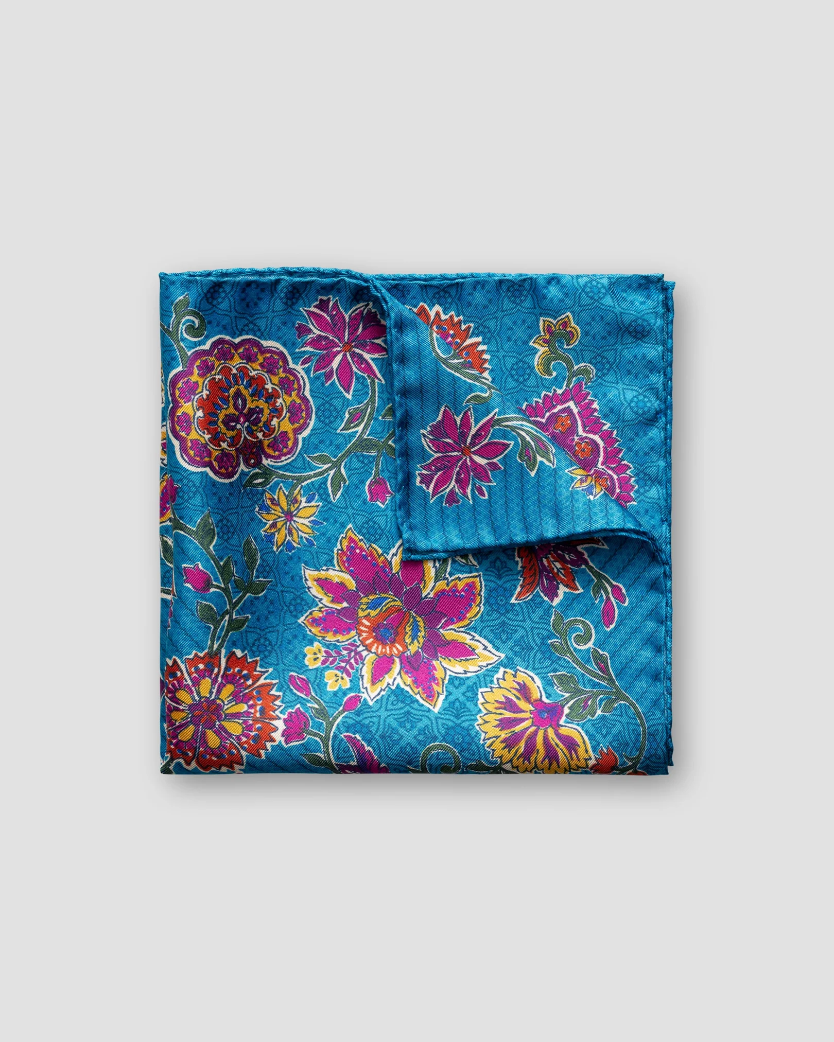 Eton - blue floral silk pocket square