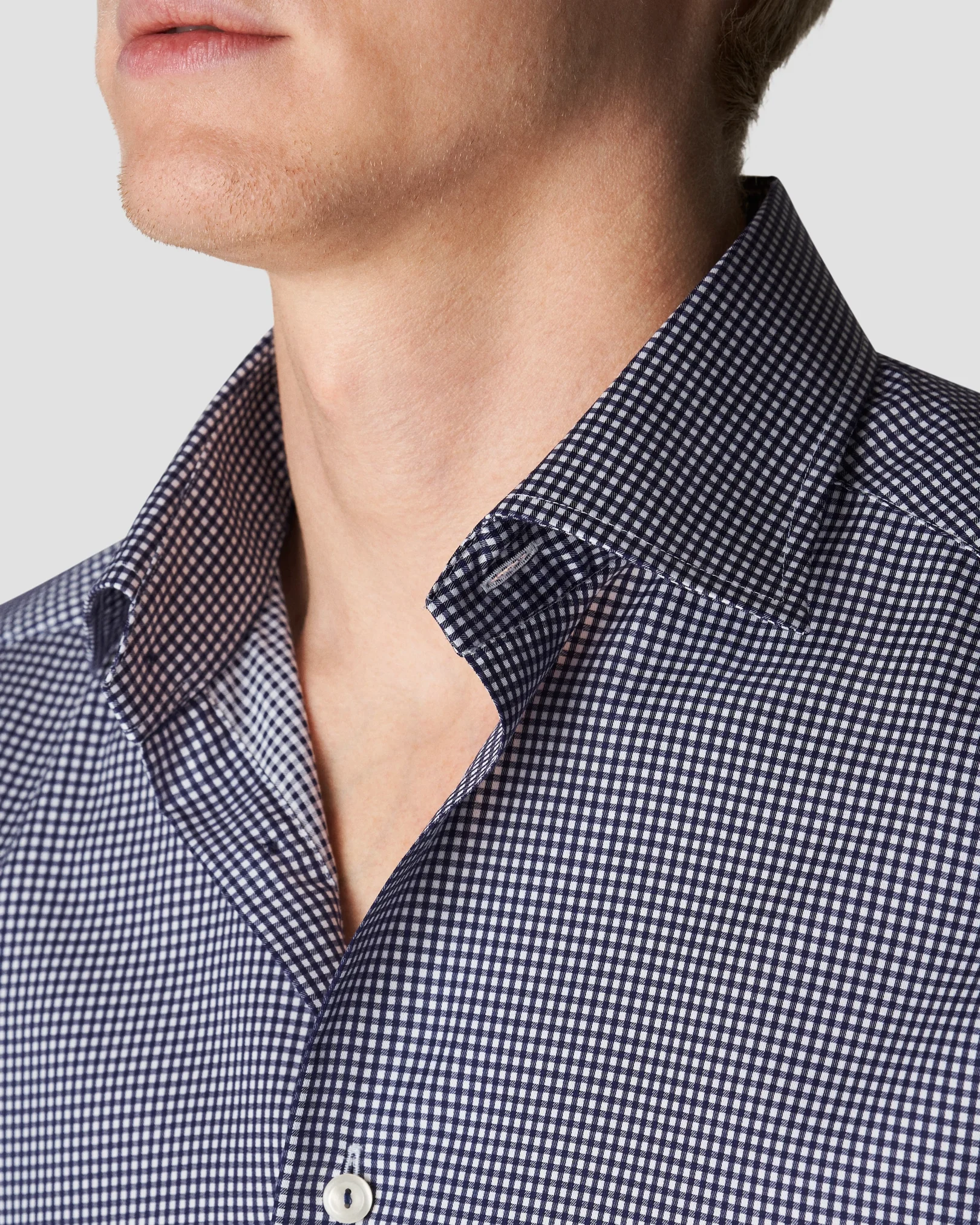 Eton - dark blue fine twill cut away single contemporary