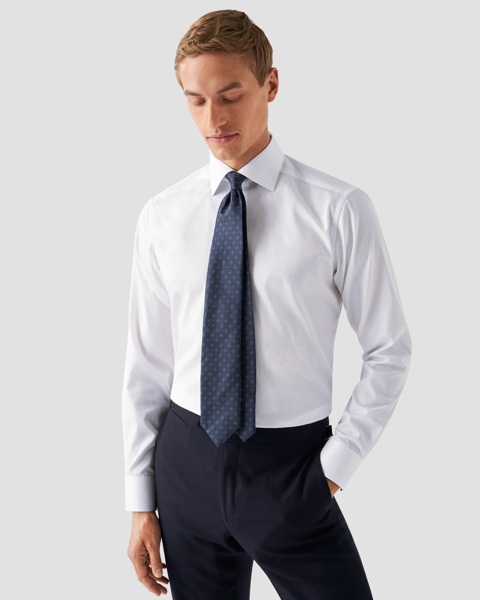 Eton - white signature twill contrast collar