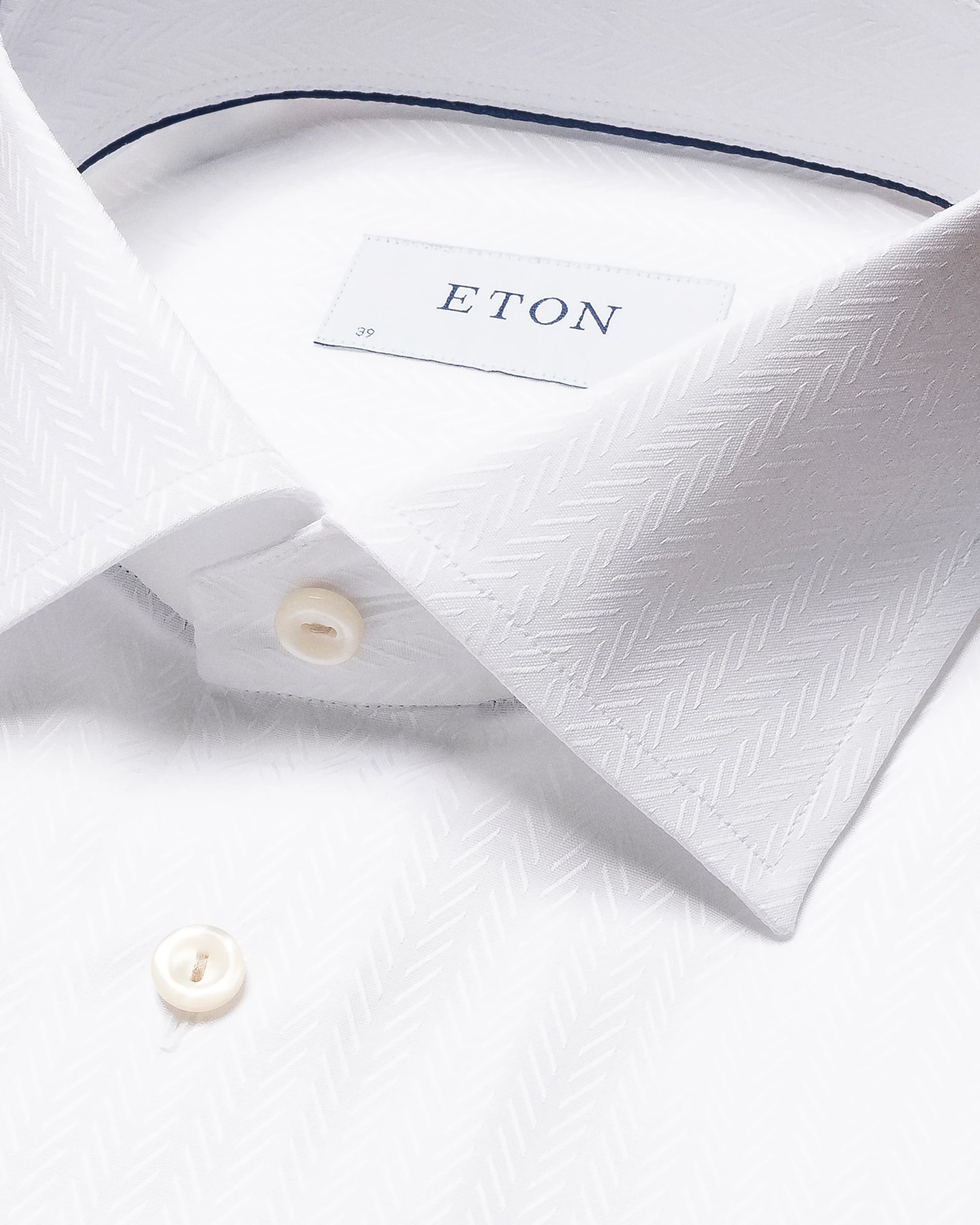 Eton - white textured herringbone shirt