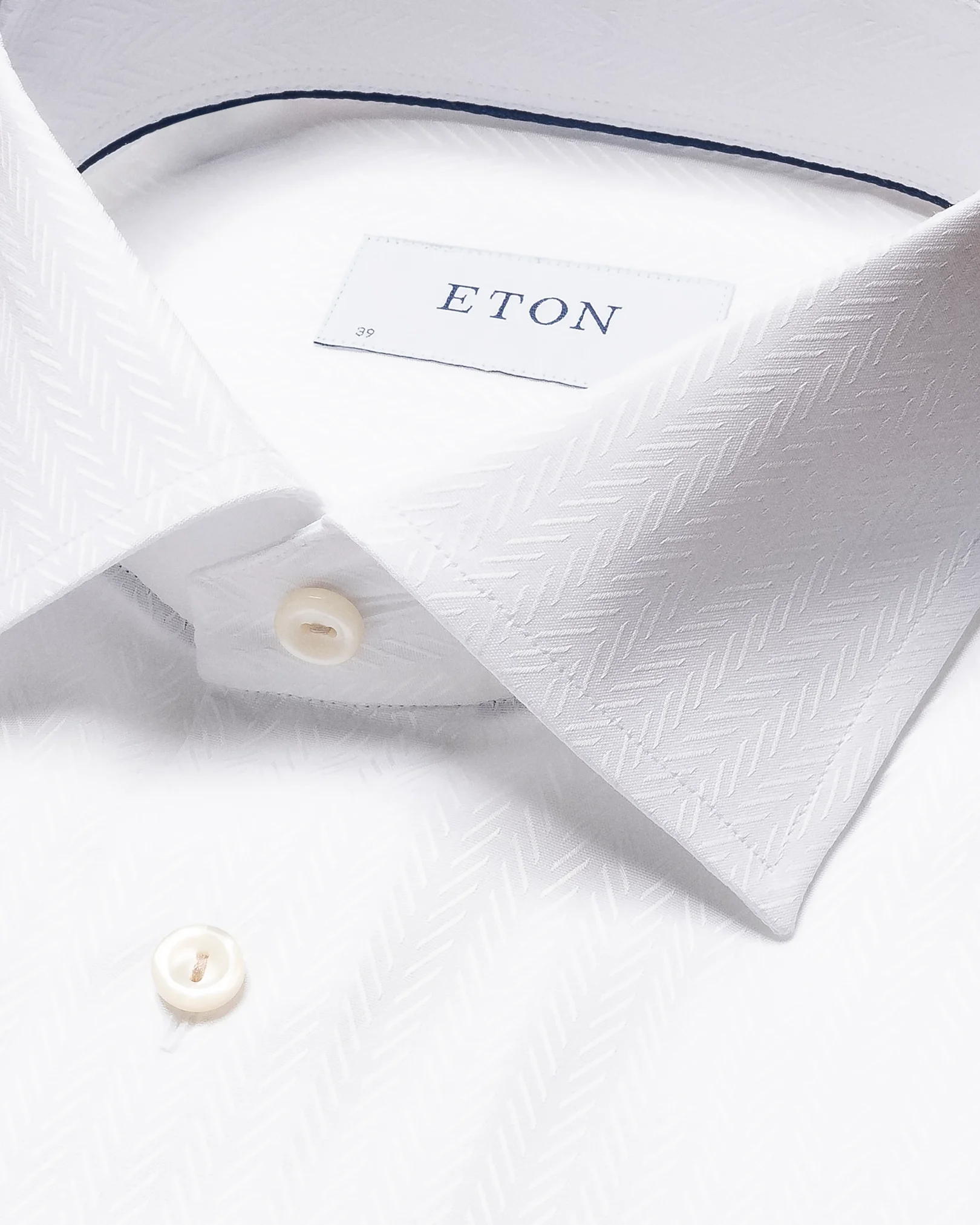 Eton - white textured herringbone shirt