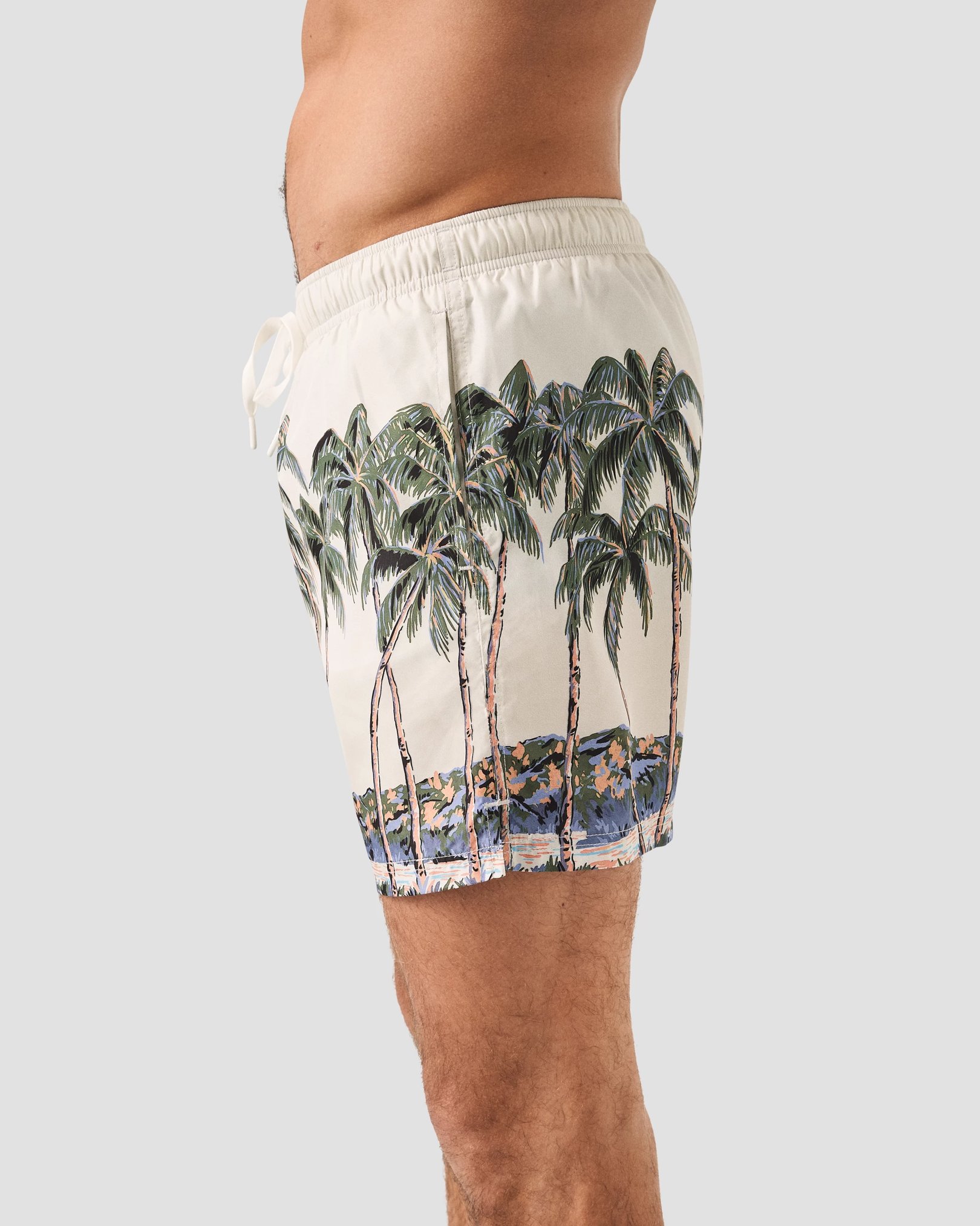 Eton - mid green palm tree swim shorts