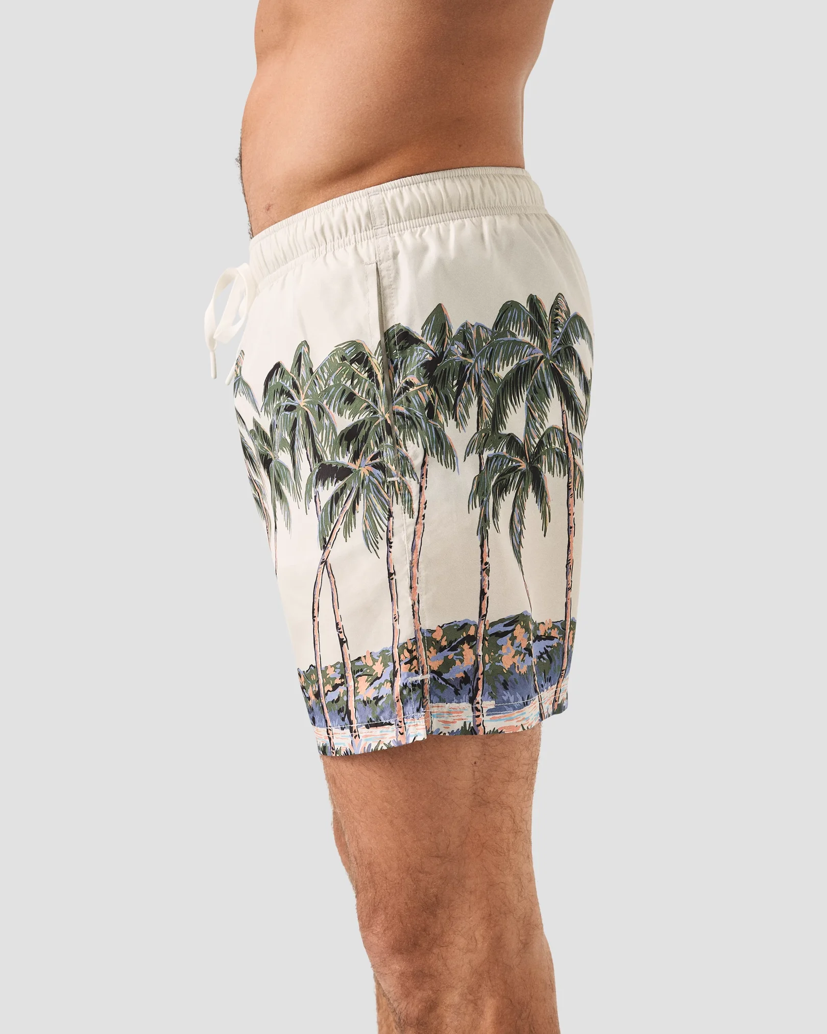 Eton - mid green palm tree swim shorts