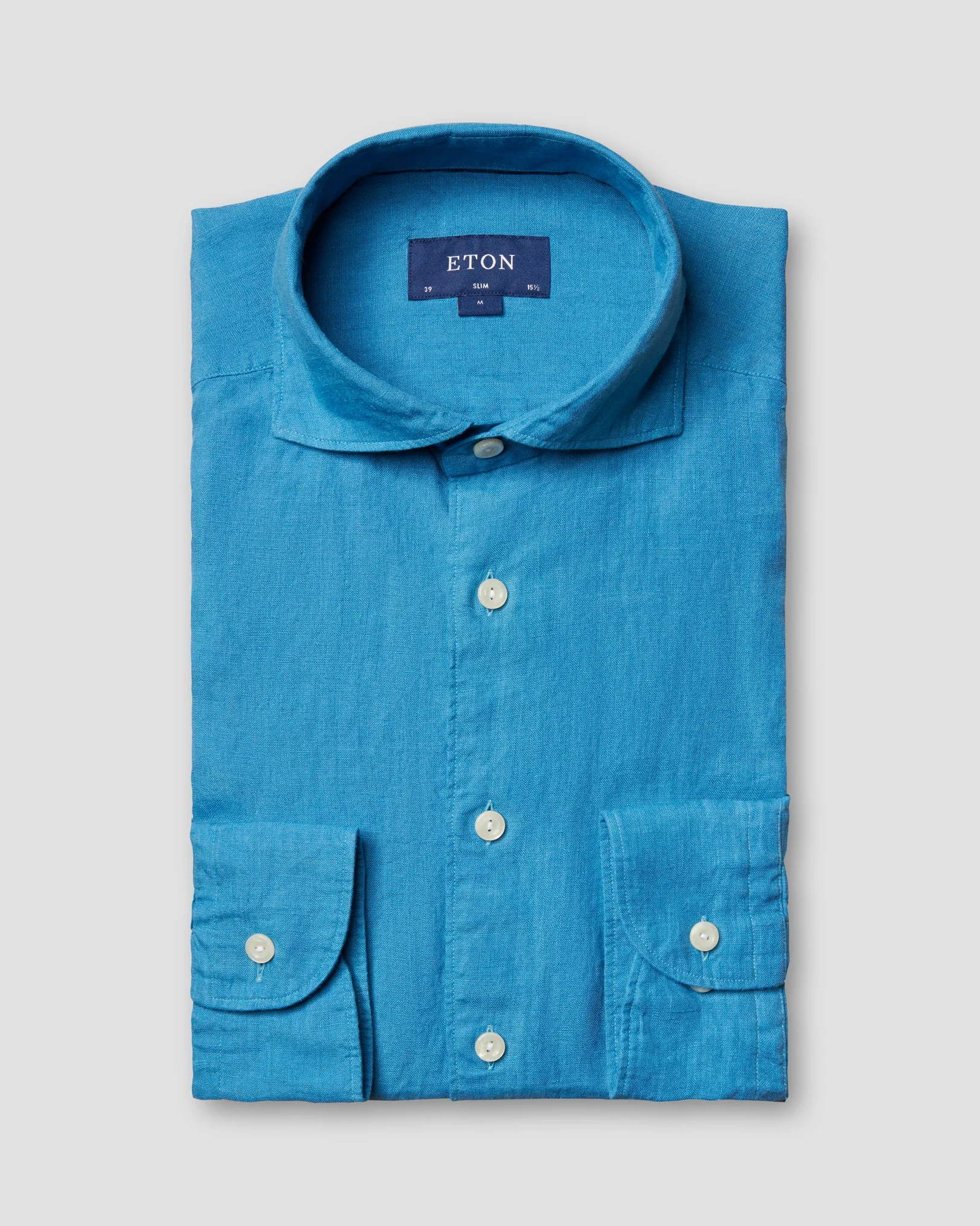 Eton - blue linen shirt soft