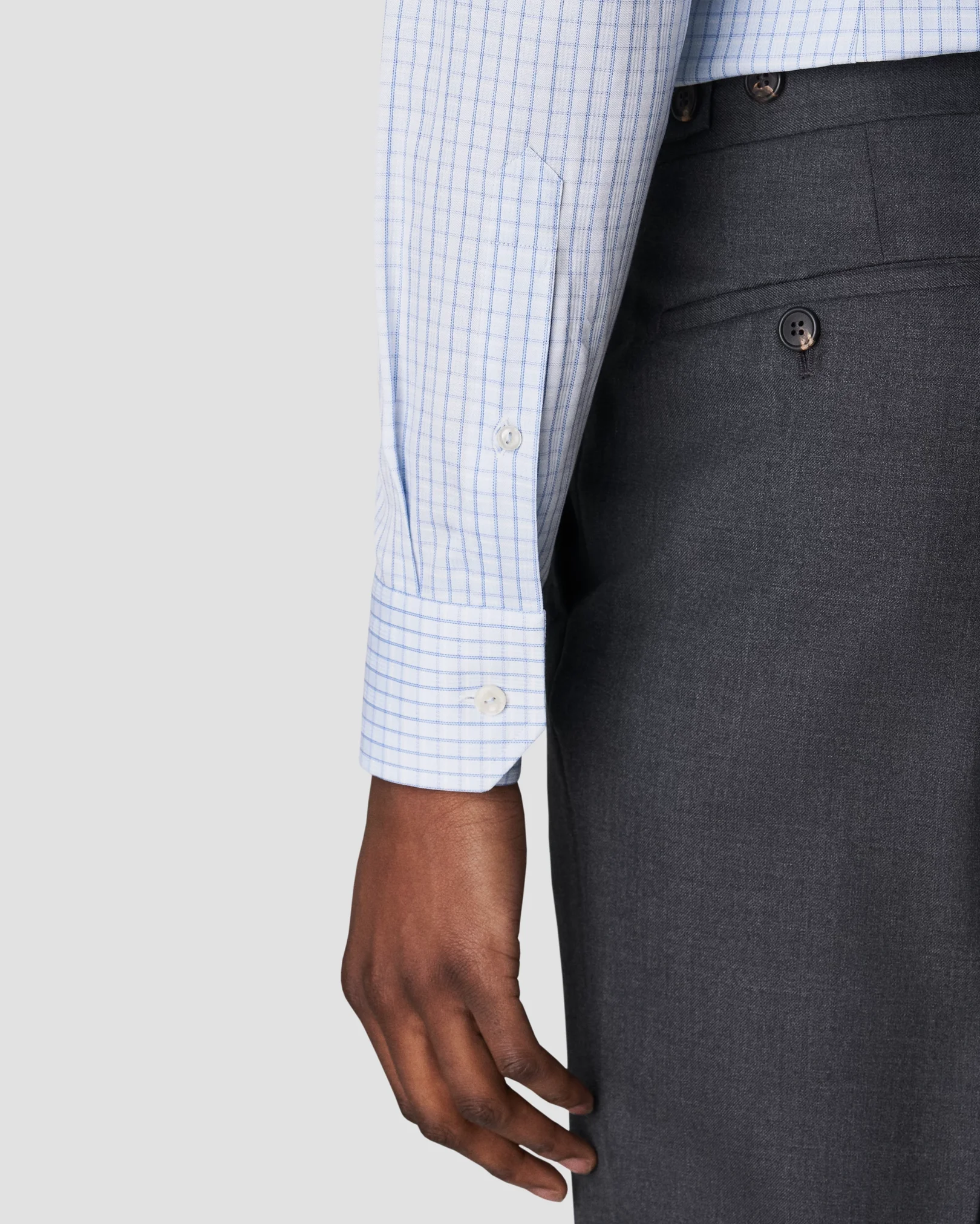 Eton - light blue signature twill checked print