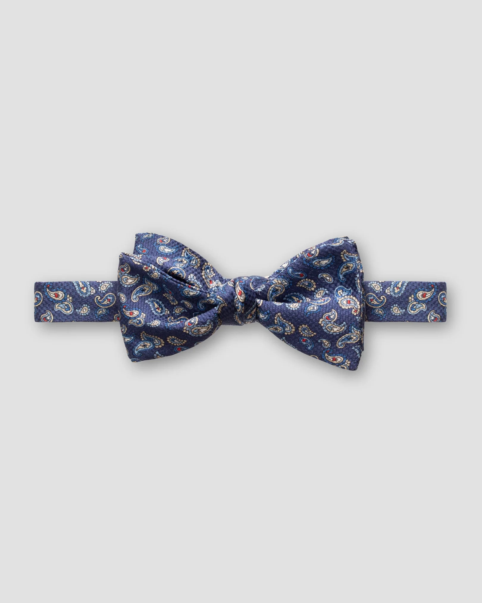 Eton - navy mini paisley bow tie self tied
