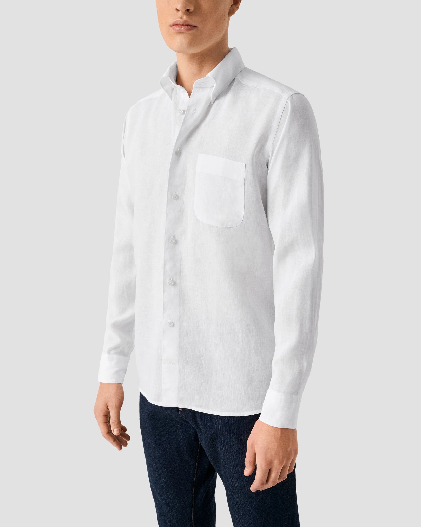 Eton - white linen button down collar