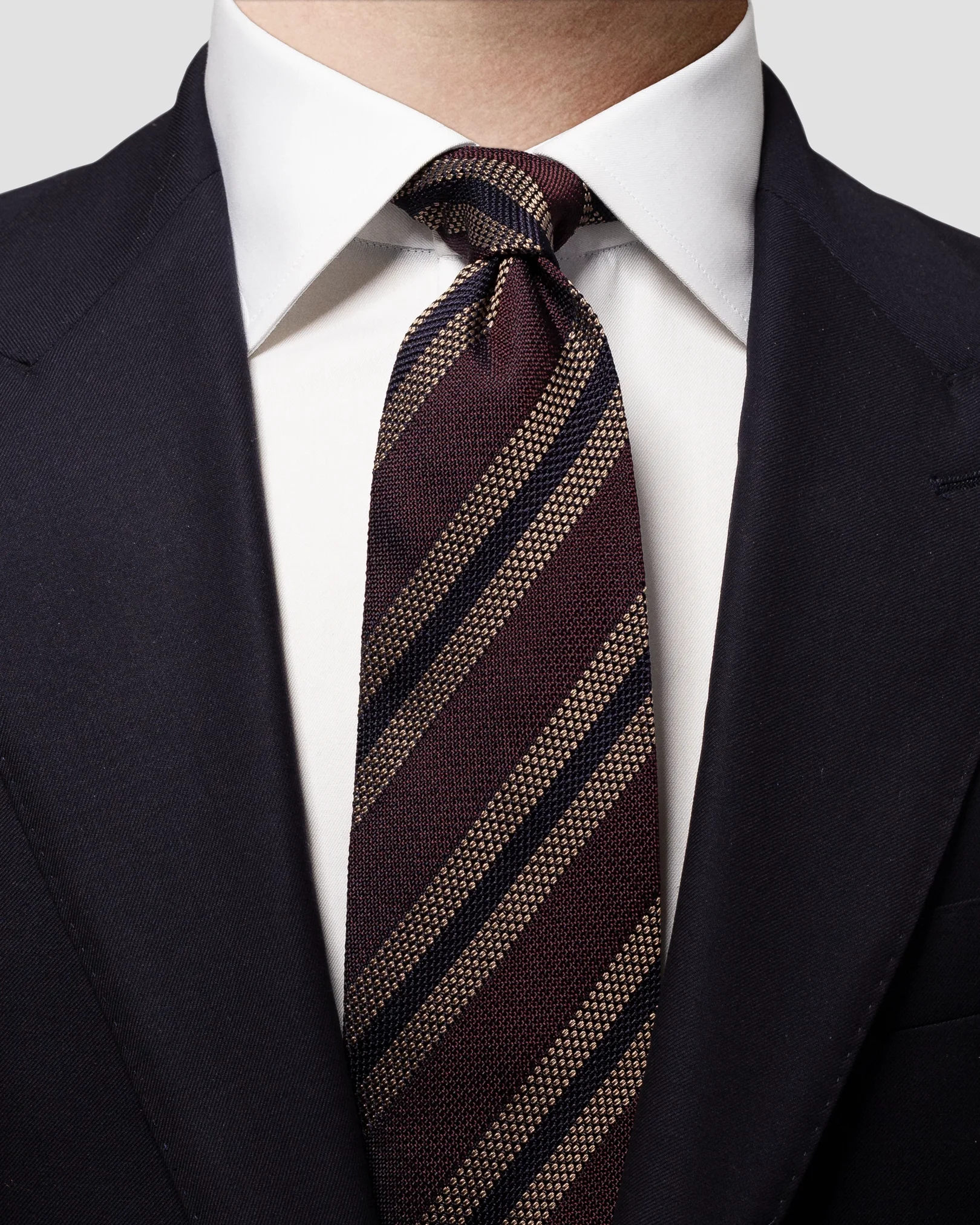 Eton - burgundy bold striped silk tie