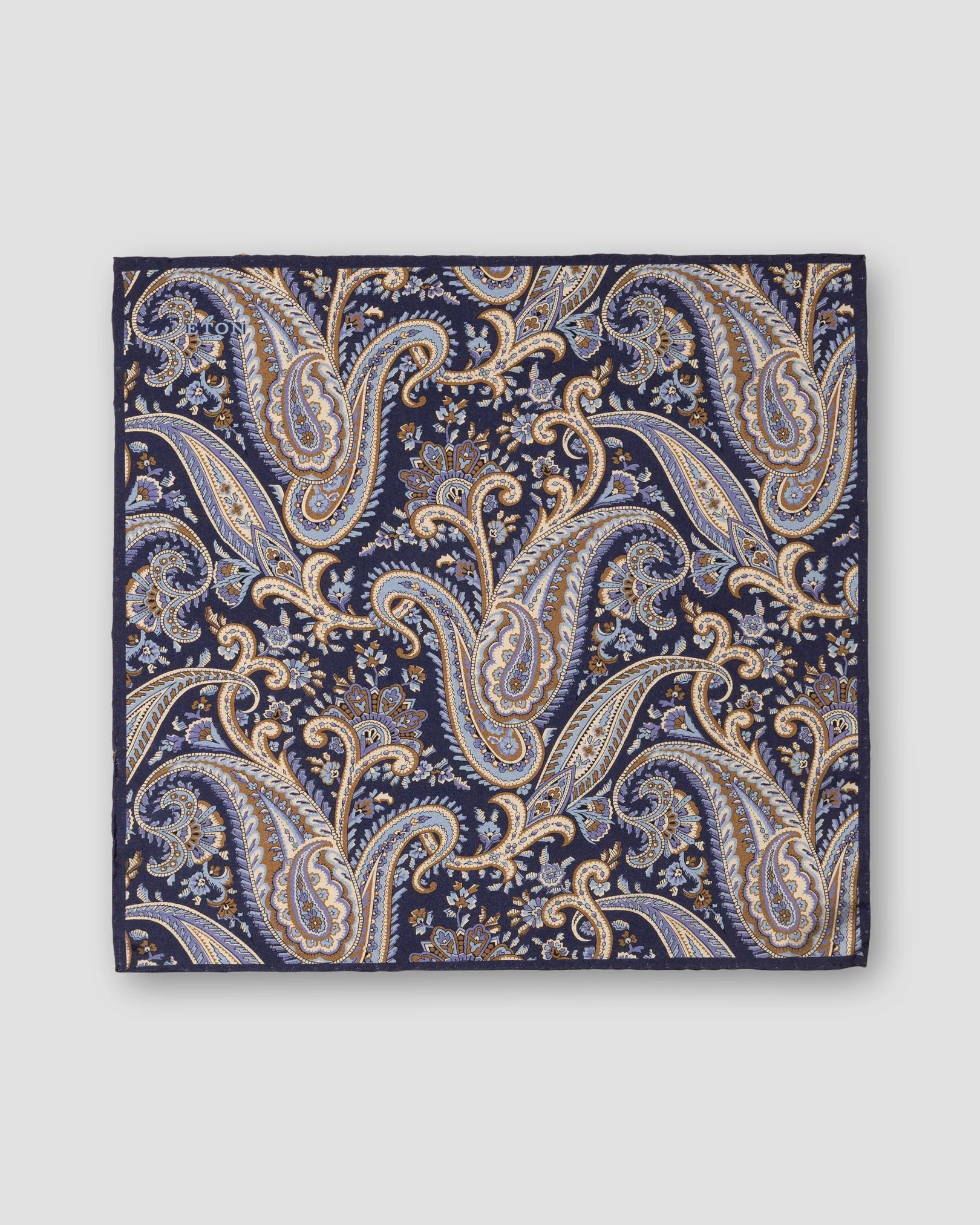 Eton - purple paisley print fuji silk pocket square