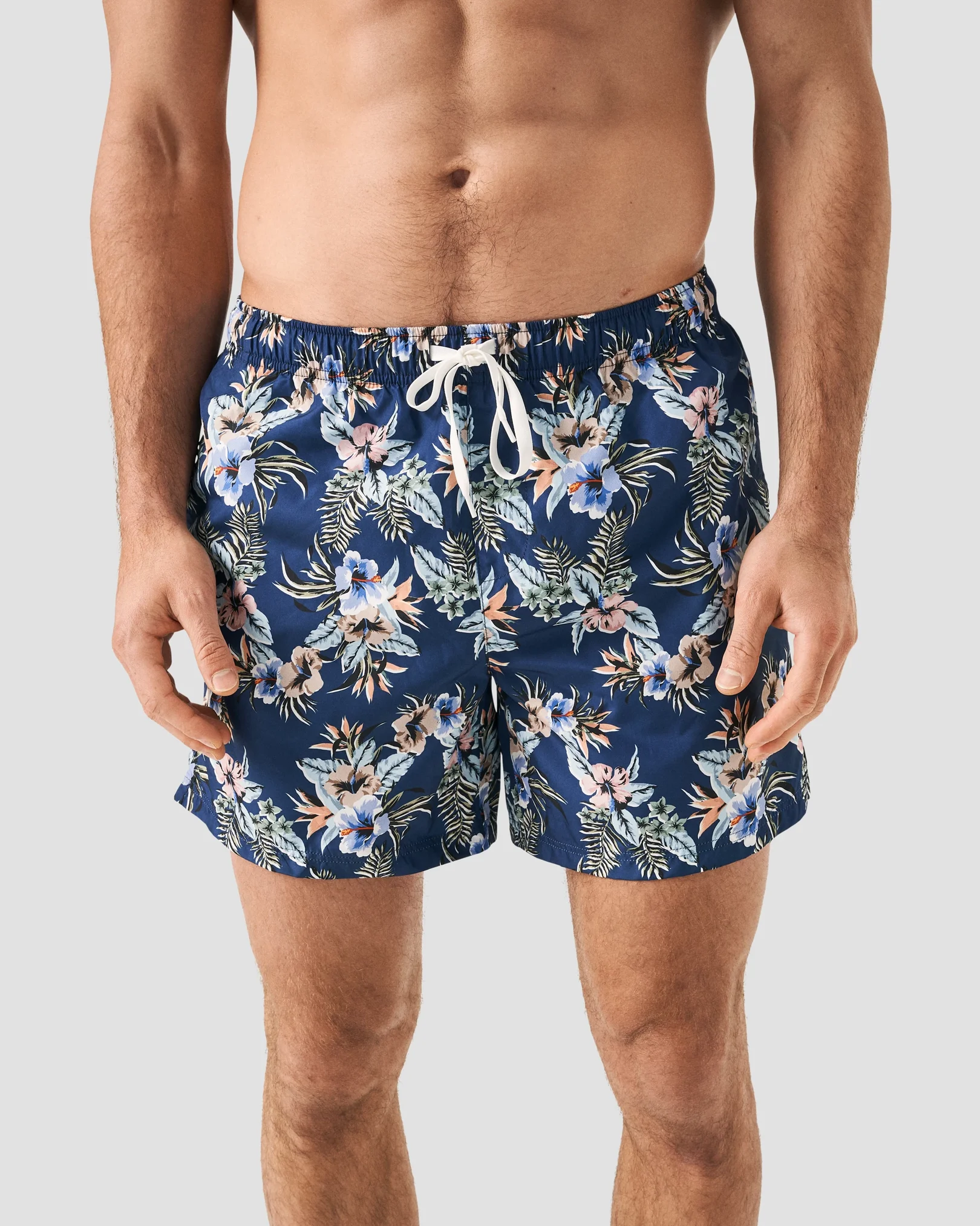 Eton - dark blue floral swim shorts