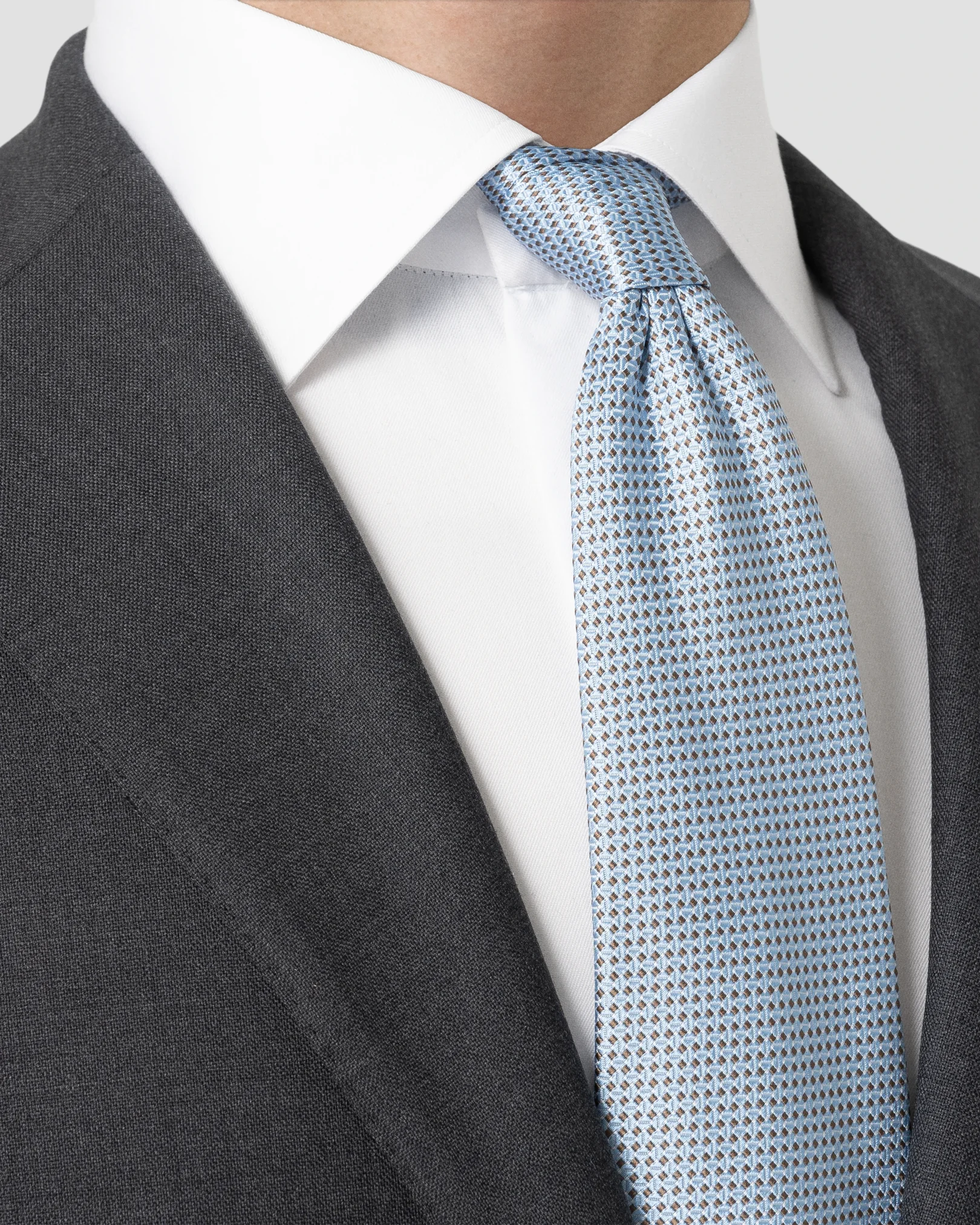 Eton - light blue geometric woven silk