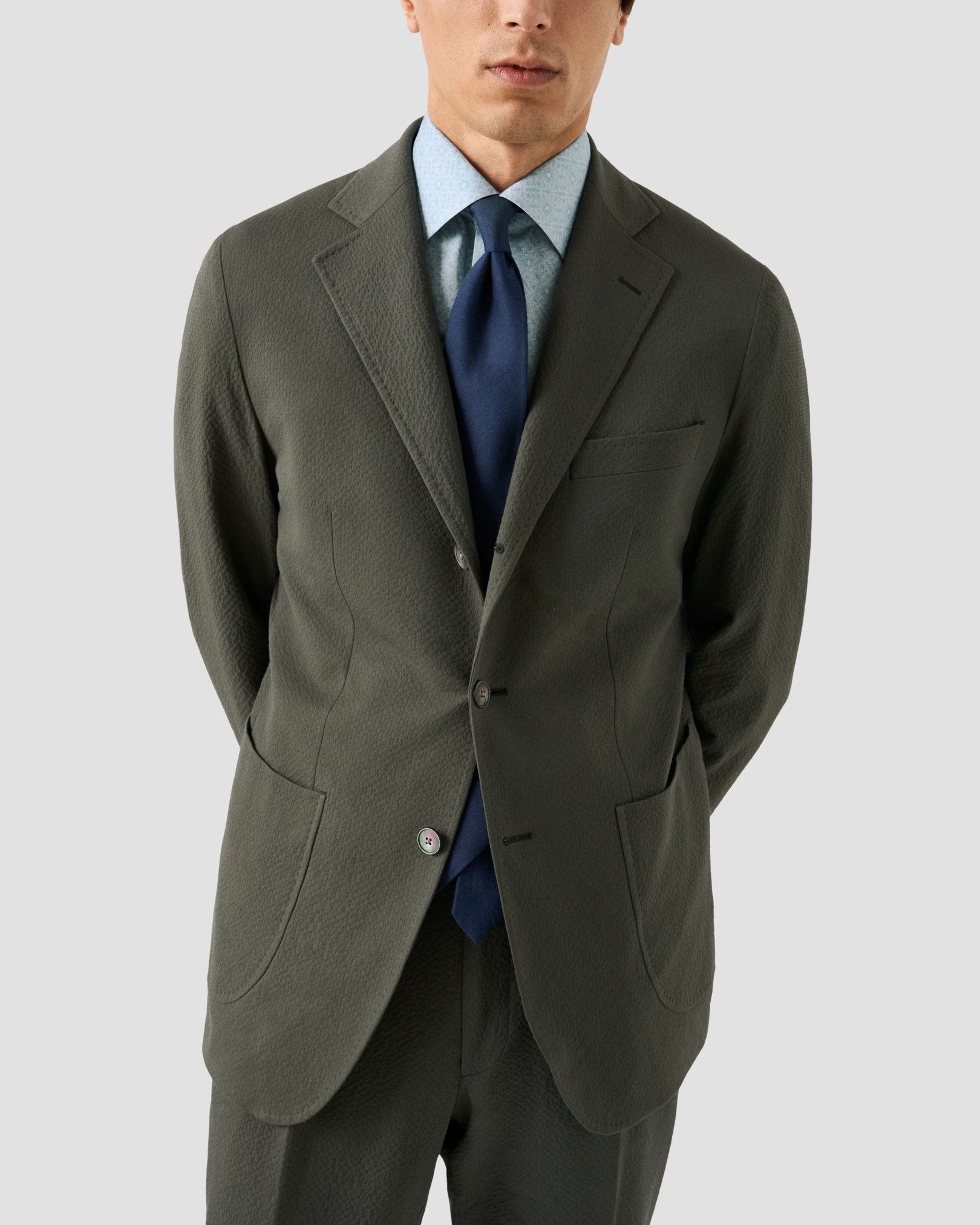 Eton - blue geometric signature twill shirt