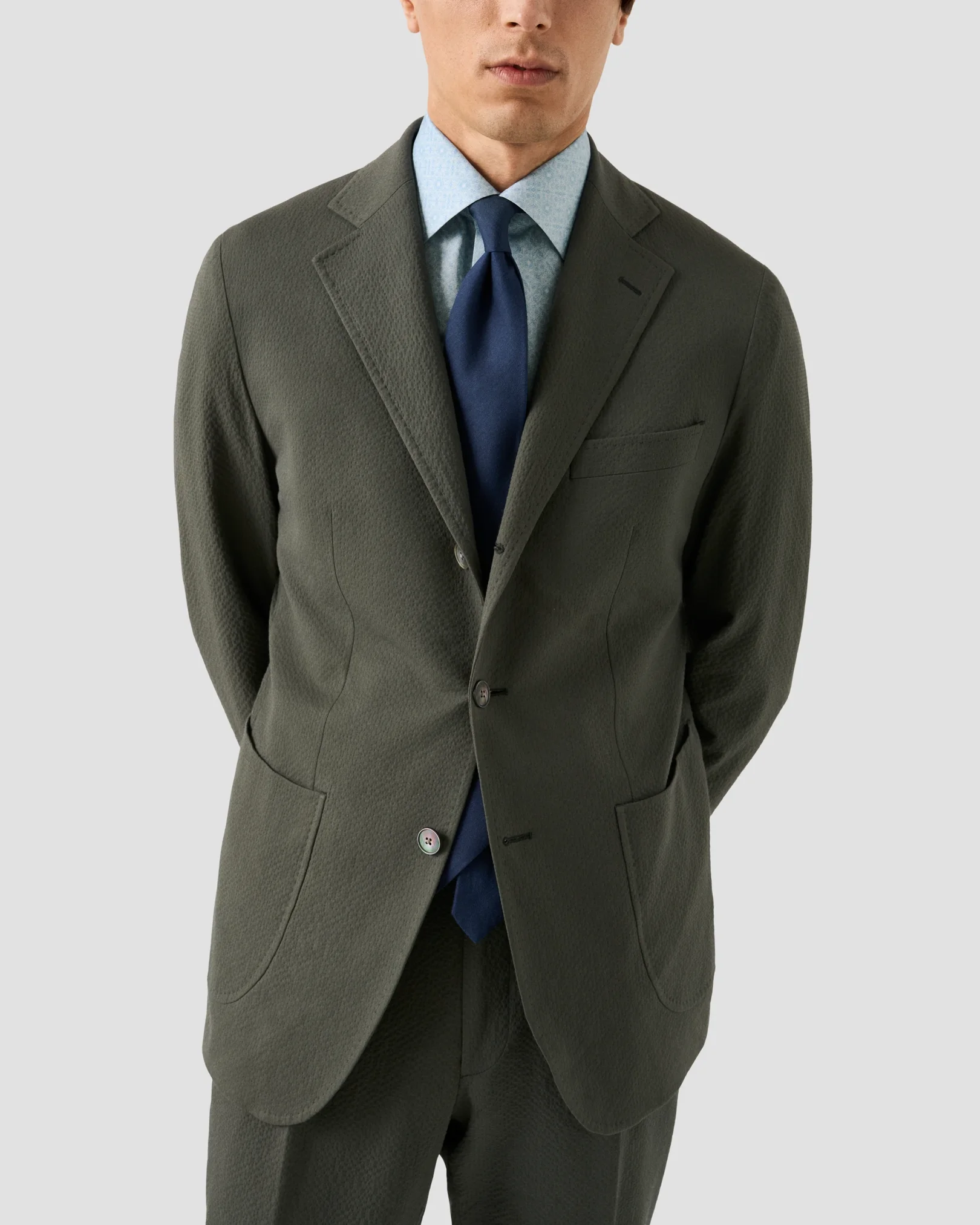 Eton - blue geometric signature twill shirt