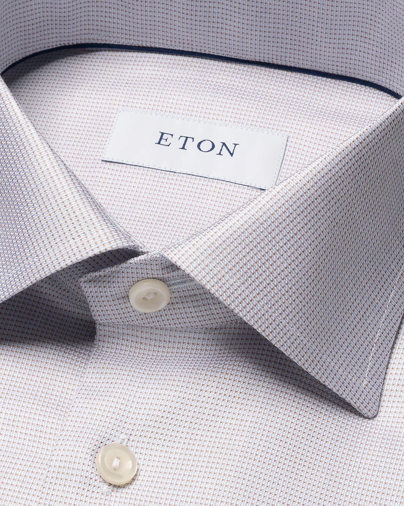 Eton - beige semi solid cotton tencel tm lyocell shirt