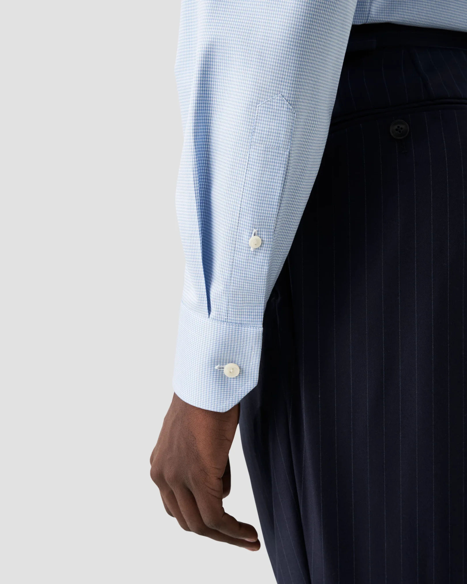 Eton - light blue cotton lyocell twill