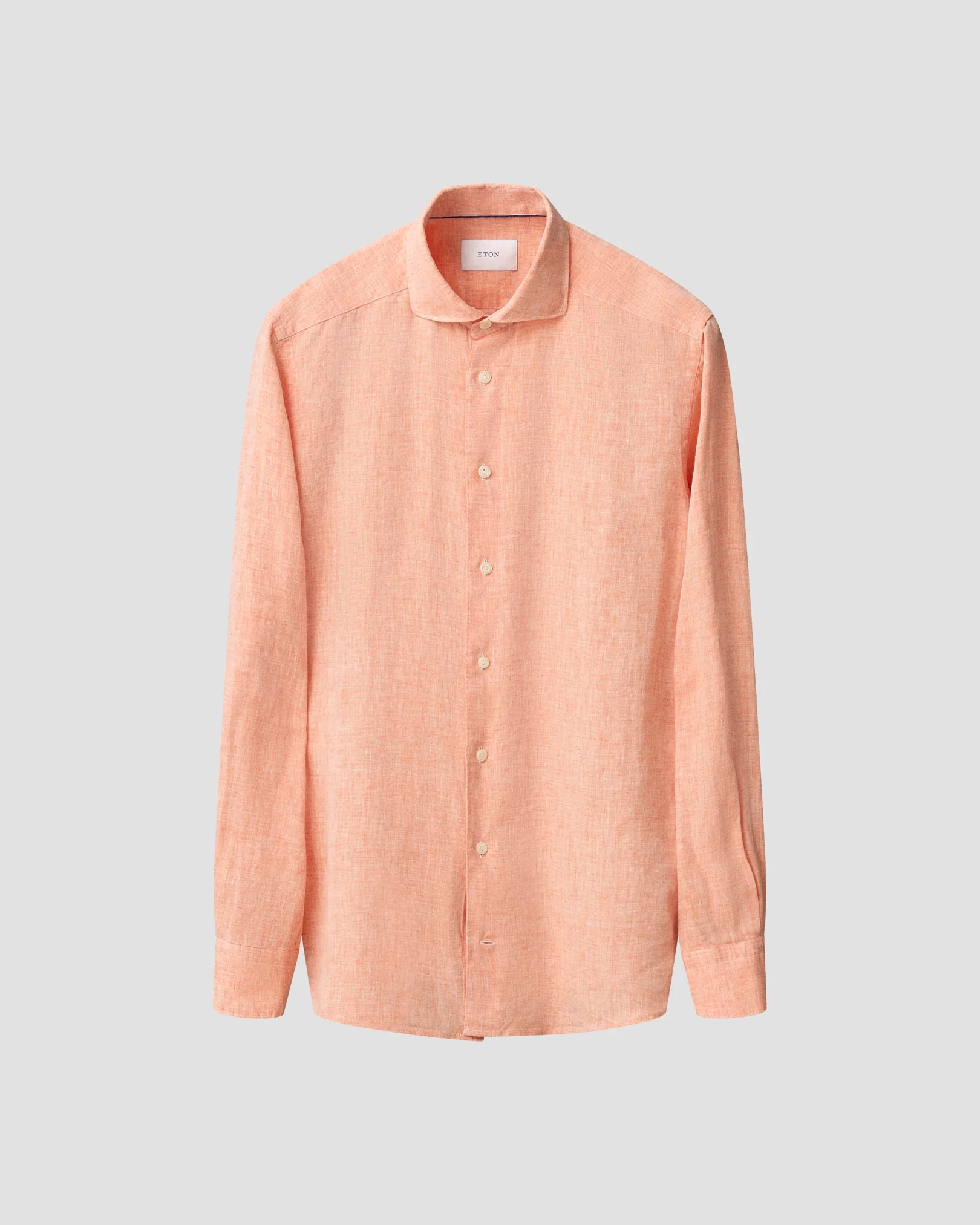 Eton - orange solid plain weave linen shirt