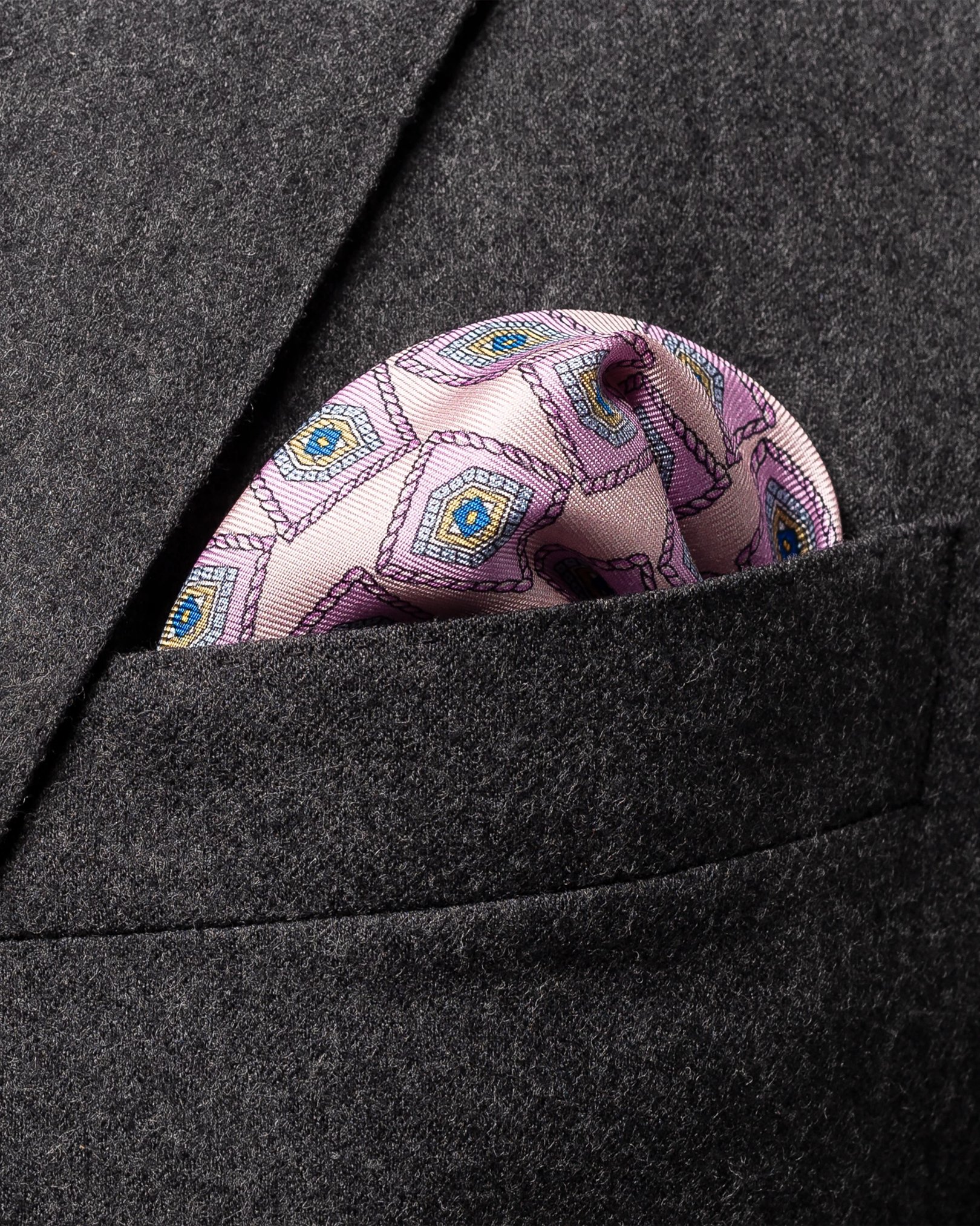 Eton - pink geometrical print silk pocket square