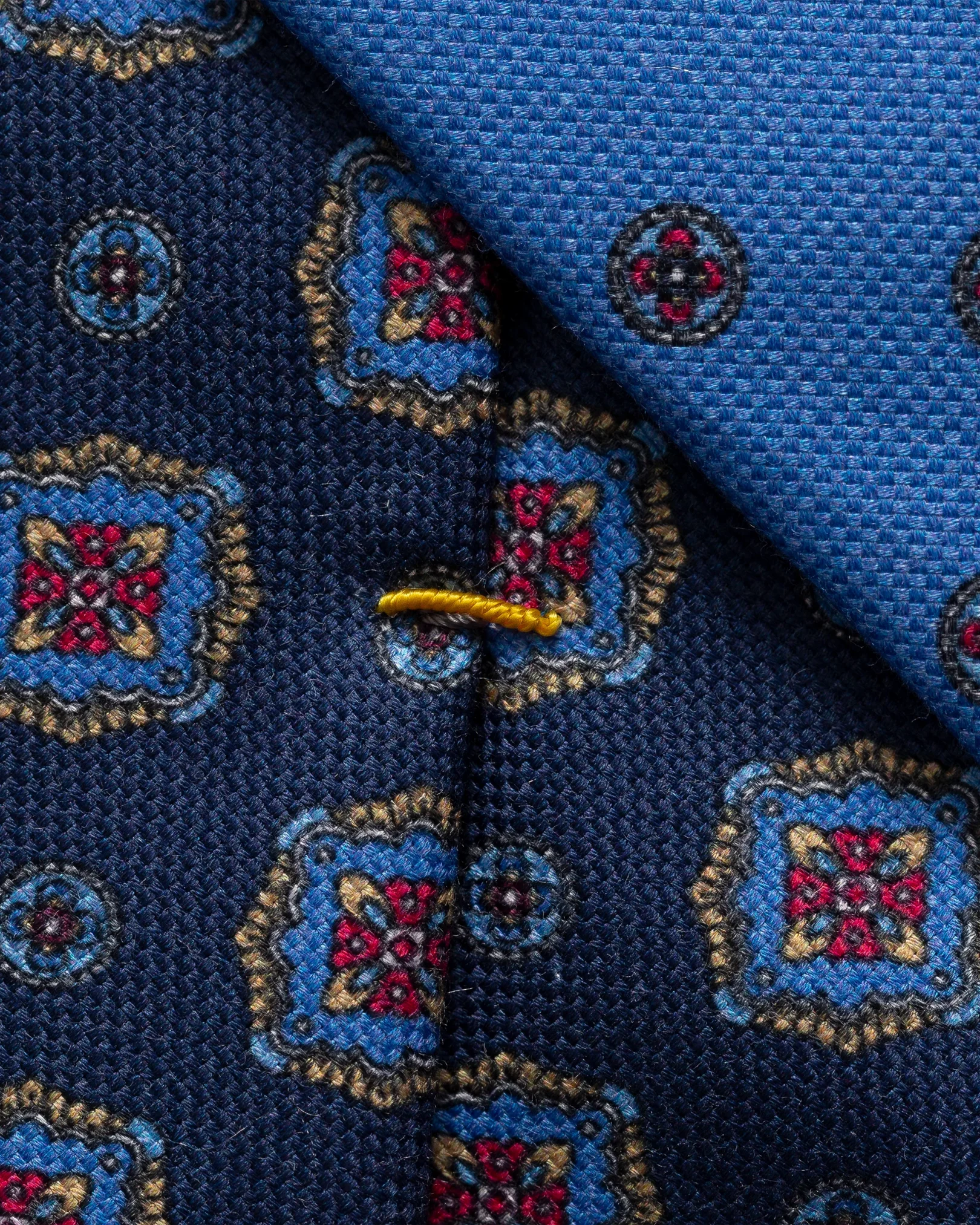 Eton - dark blue medallion print cotton tie