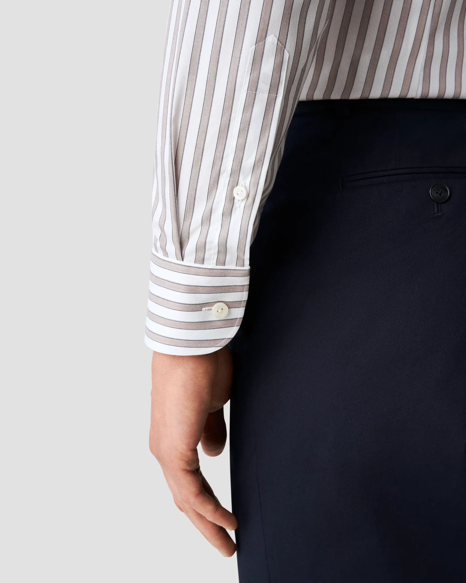Eton - brown fine twill stretch