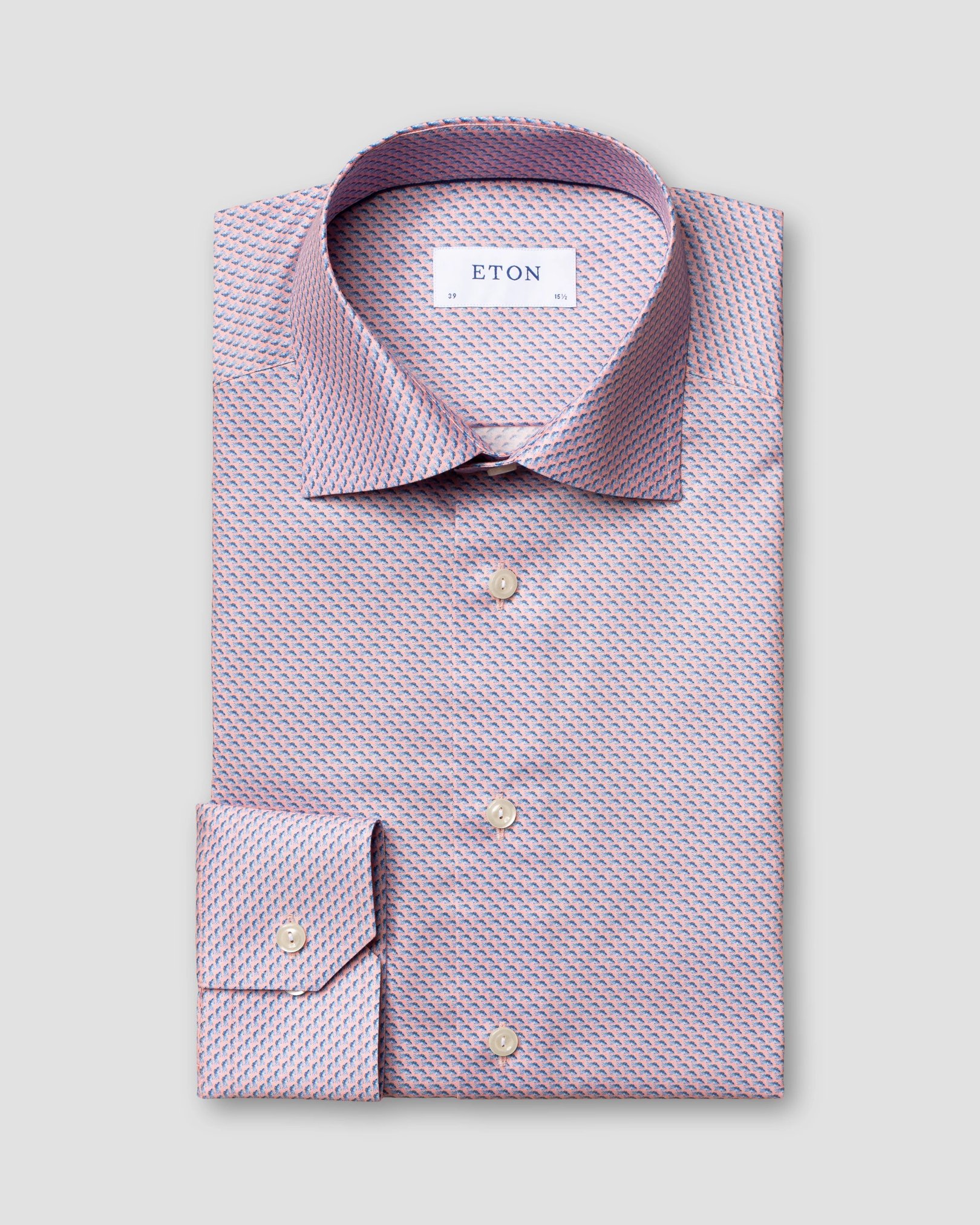 Eton - orange fish print signature twill shirt