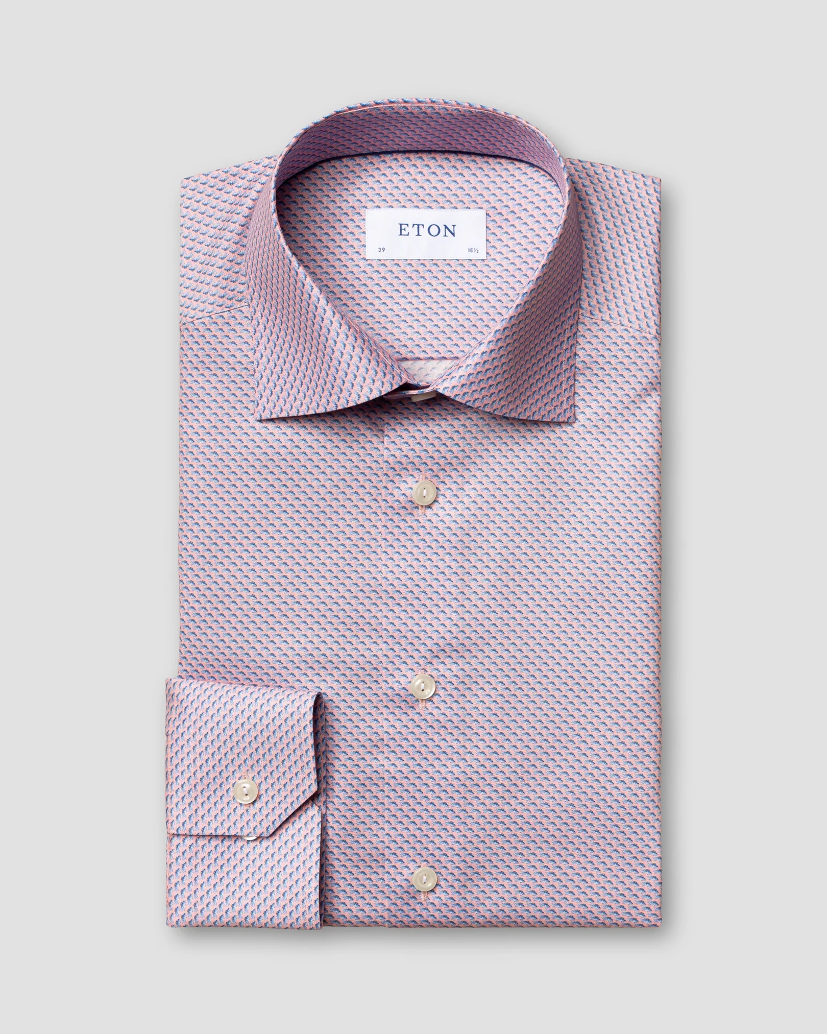Eton - orange fish print signature twill shirt