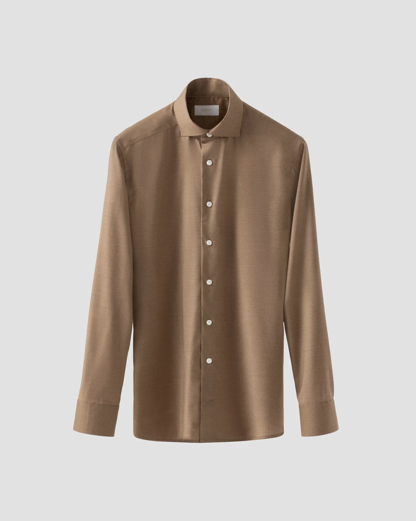Eton - beige solid merino cashmere shirt