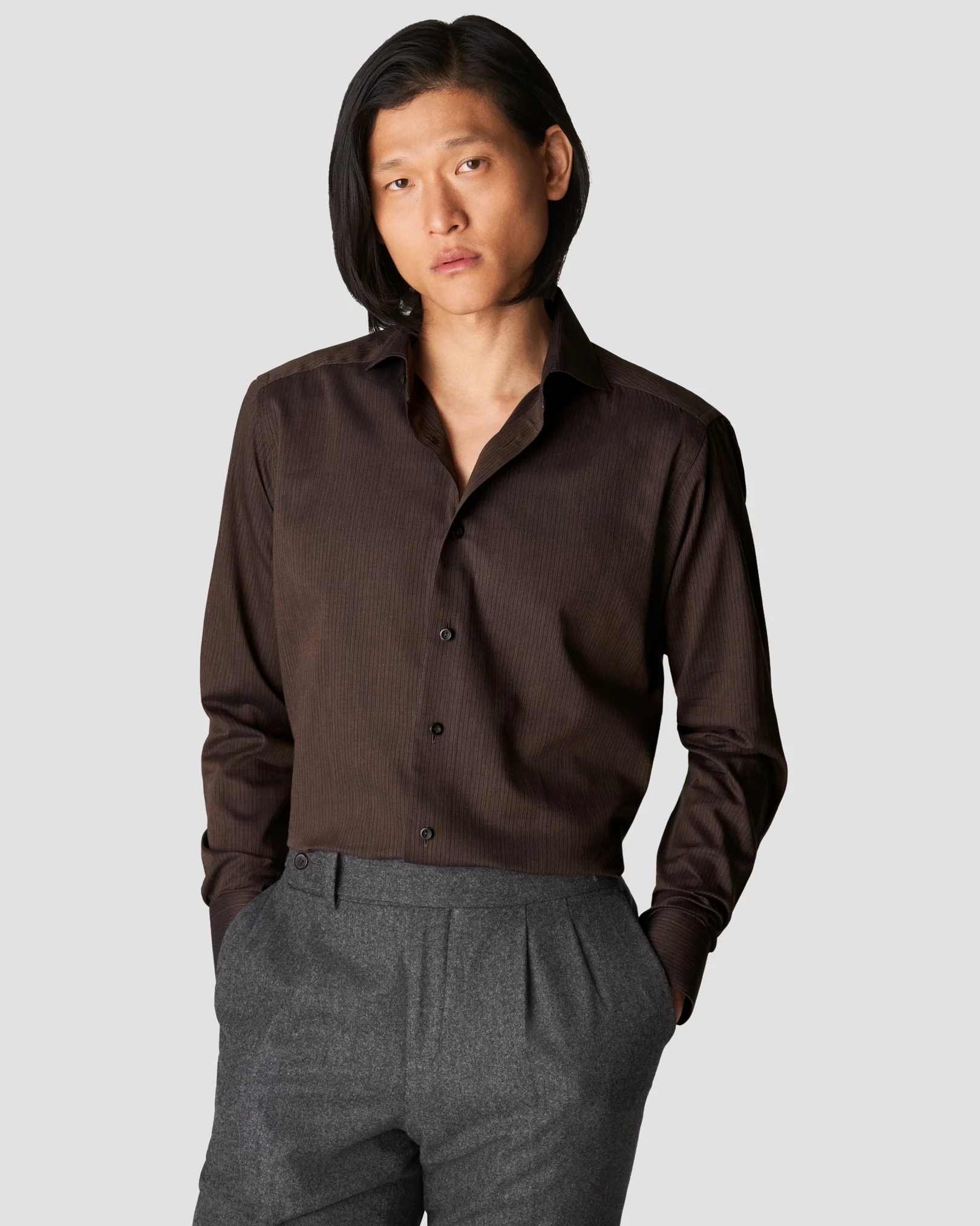Eton - brown lightweight flannel