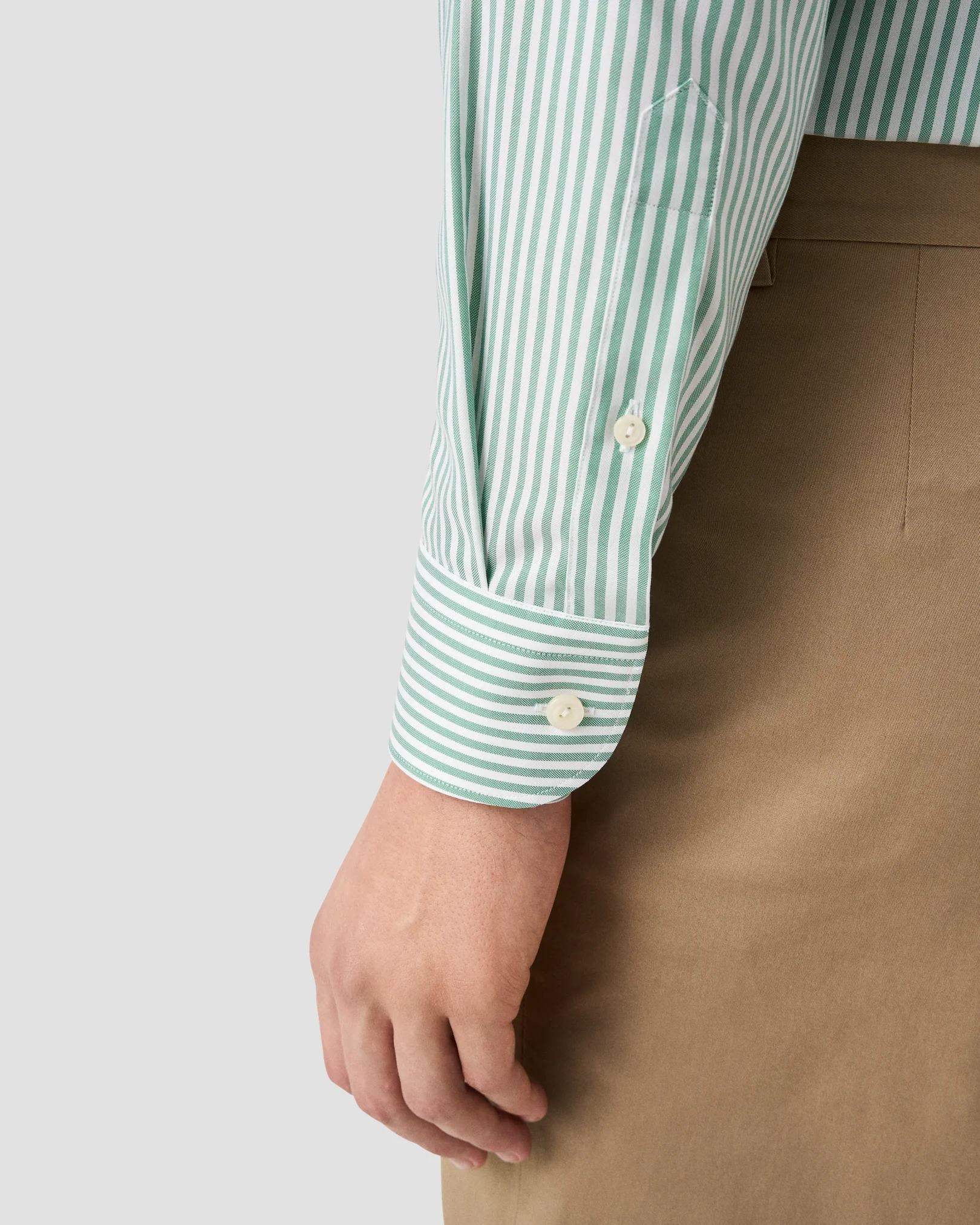 Eton - mid green striped signature oxford shirt