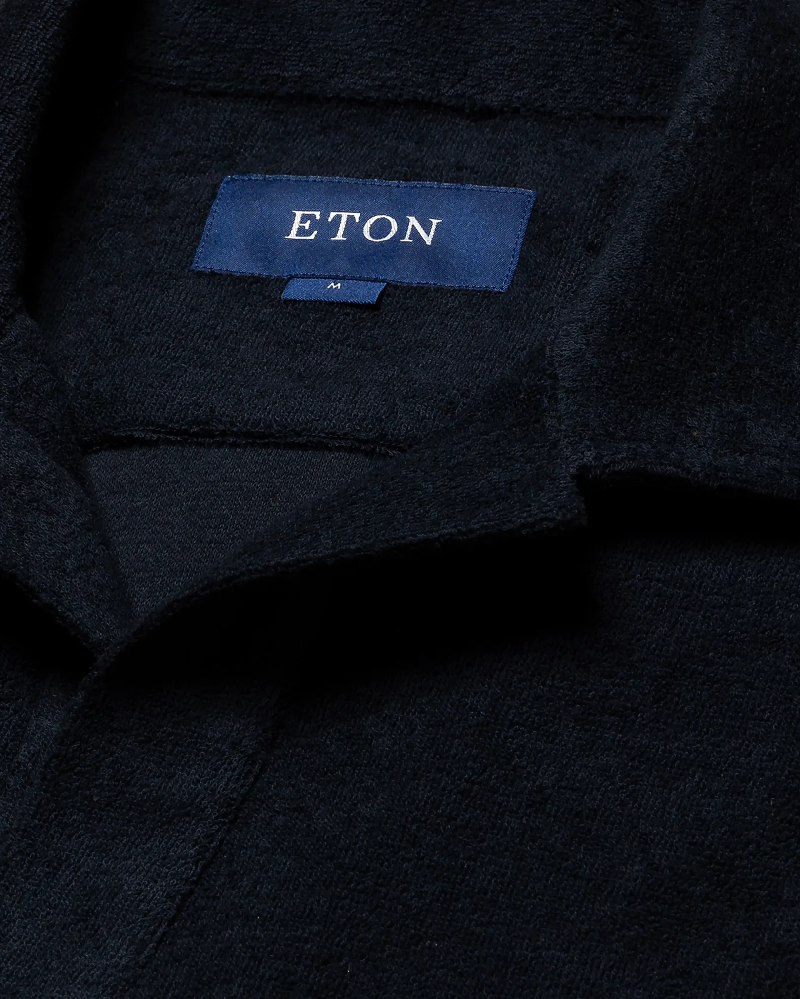 Eton - dark blue jerseyterryfrotte open collar short terry slim jersey
