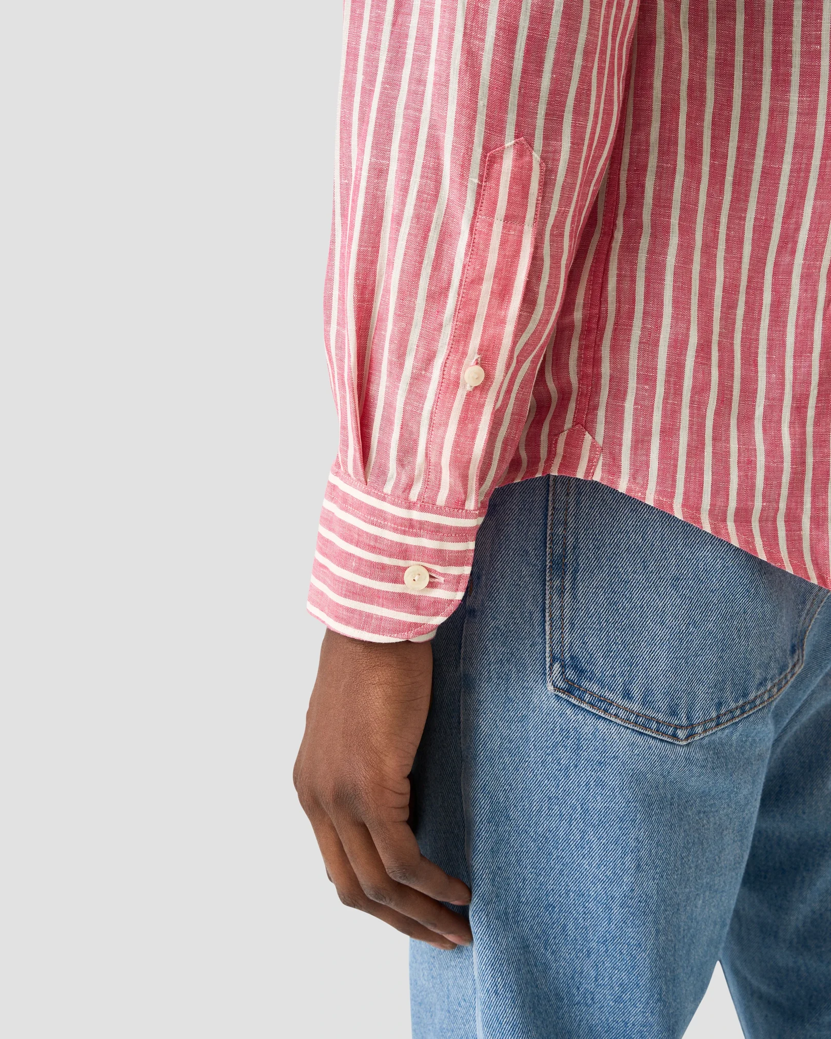 Eton - red striped linen shirt