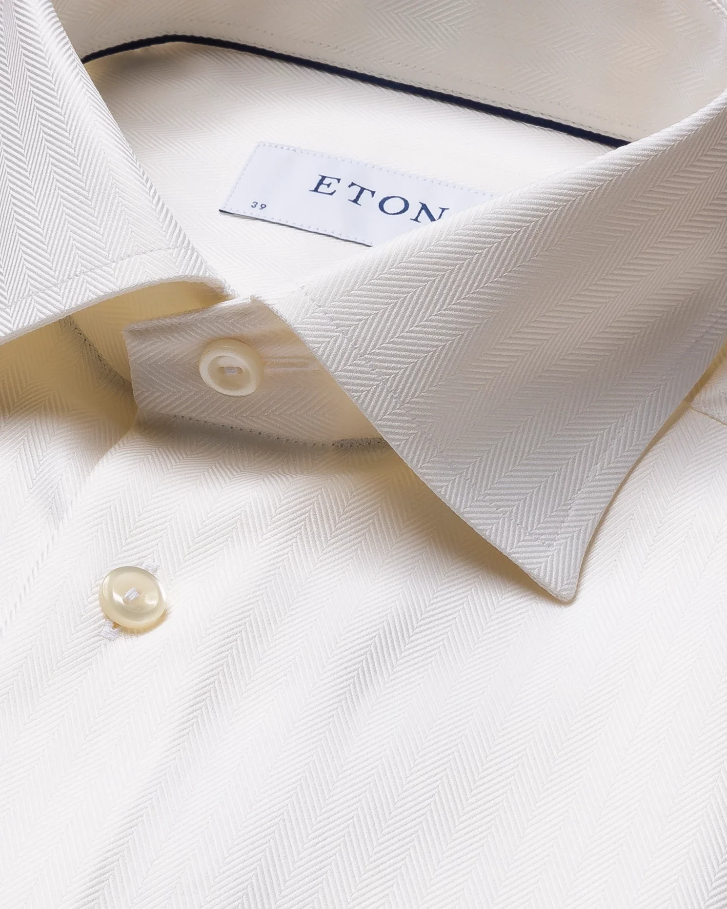 Eton - off white herringbone twill shirt