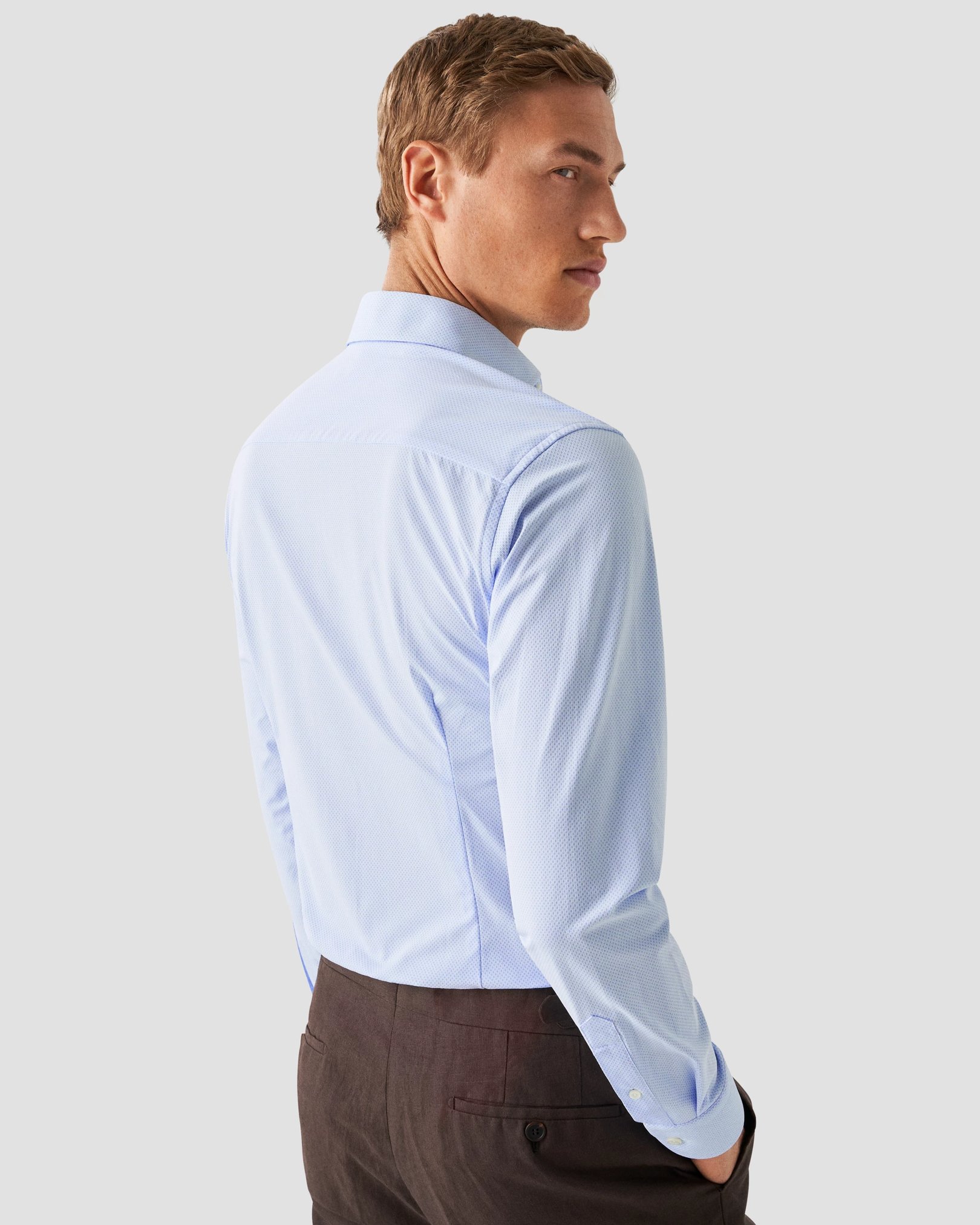 Eton - light blue 4 way stretch wide spread