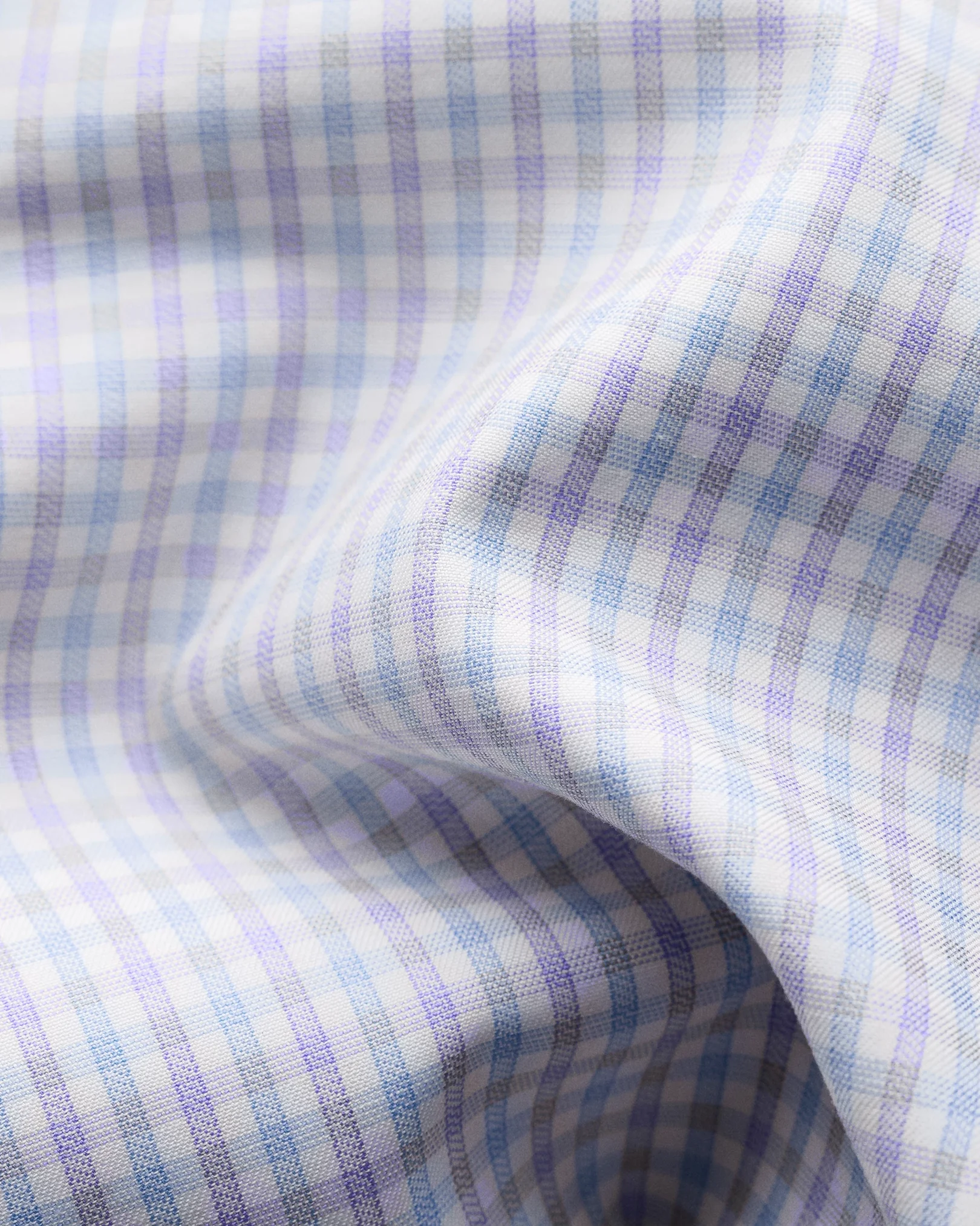 Eton - purple checked cotton tencel shirt extreme cut away