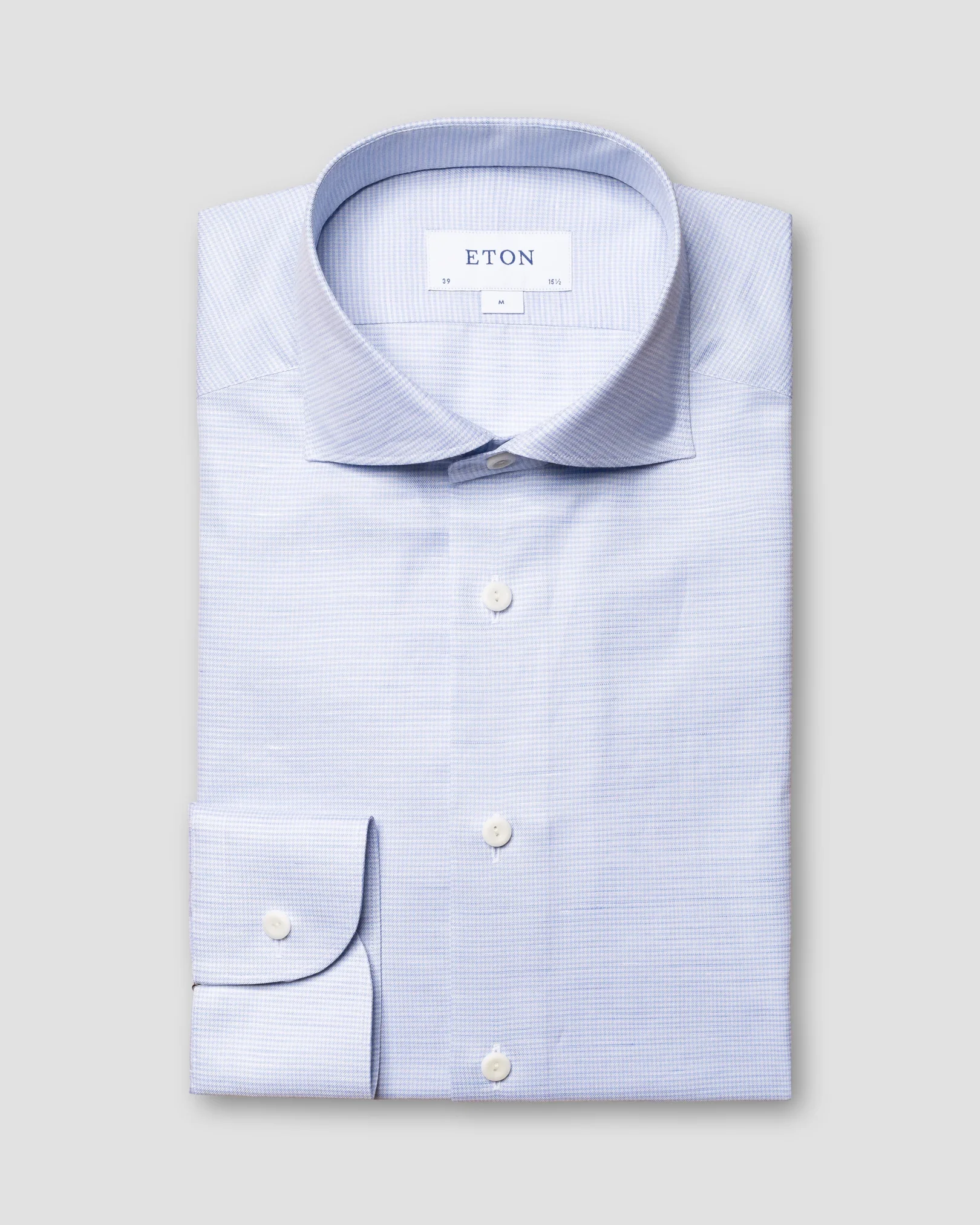 Eton - Light Blue Wrinkle-free Cotton Linen Shirt