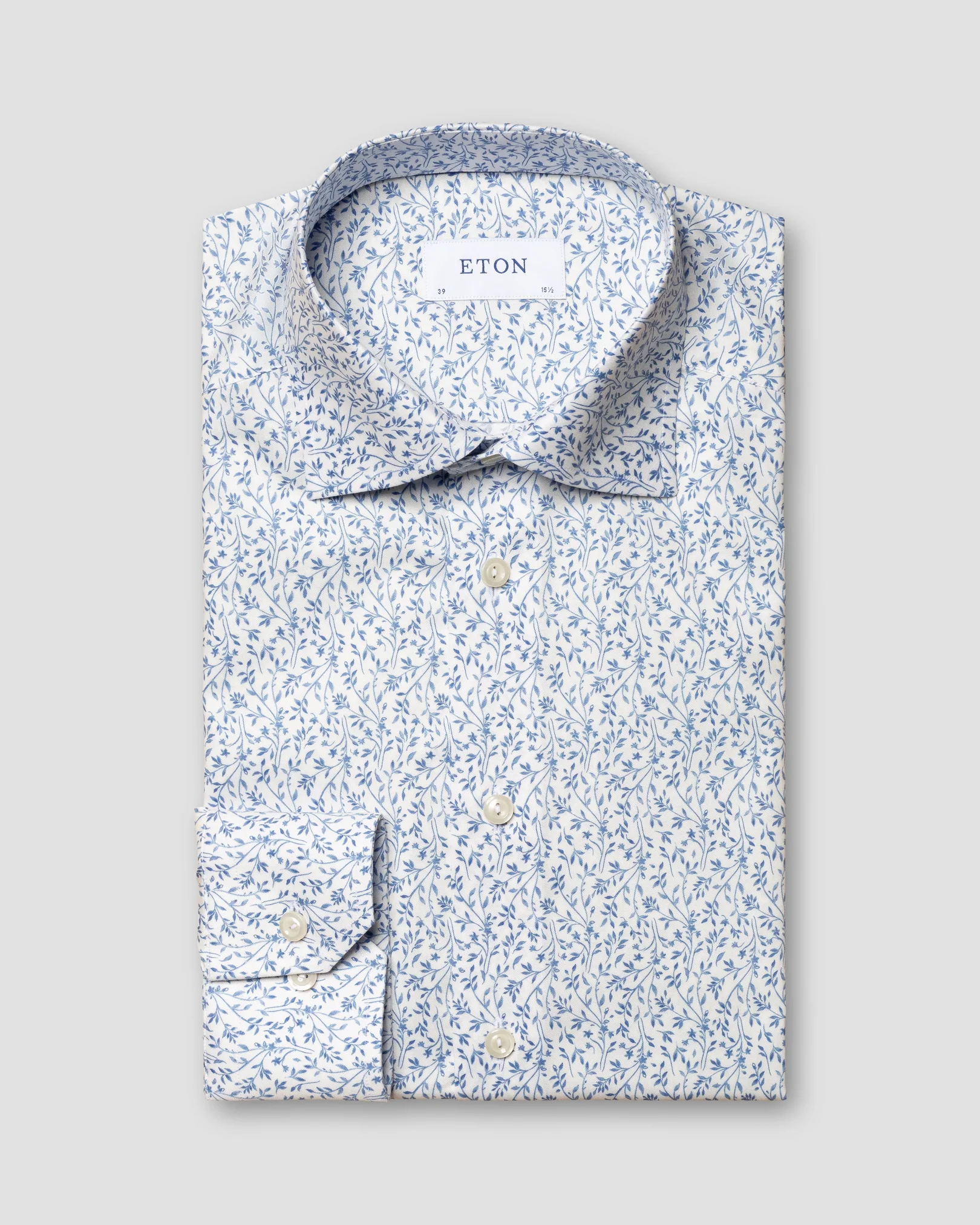 Eton - white floral signature twill shirt