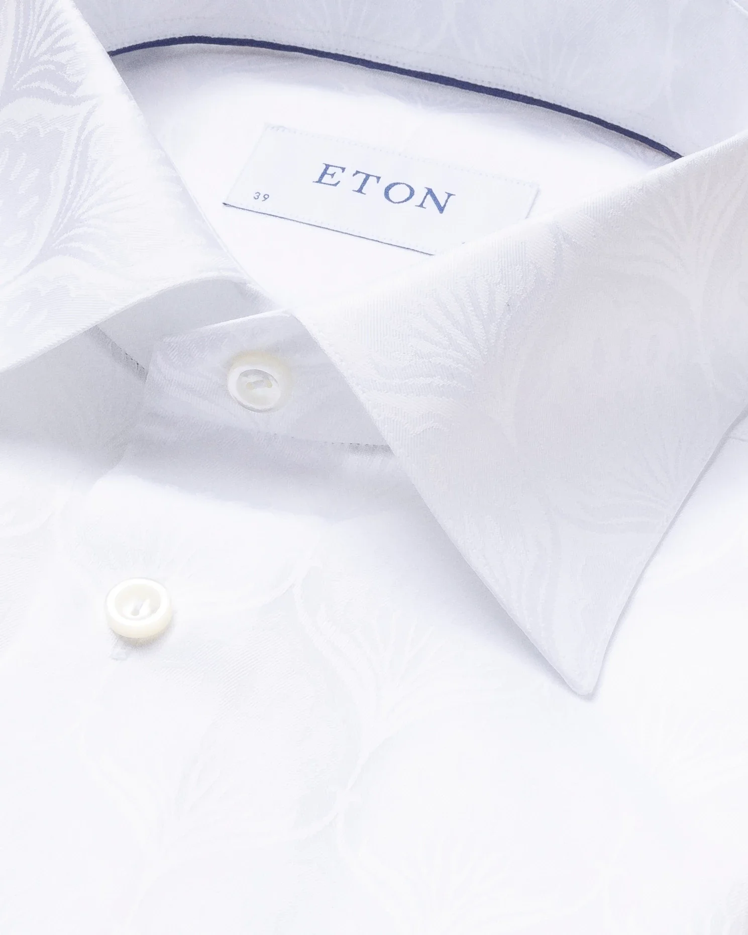 Eton - white on white art deco jacquard shirt