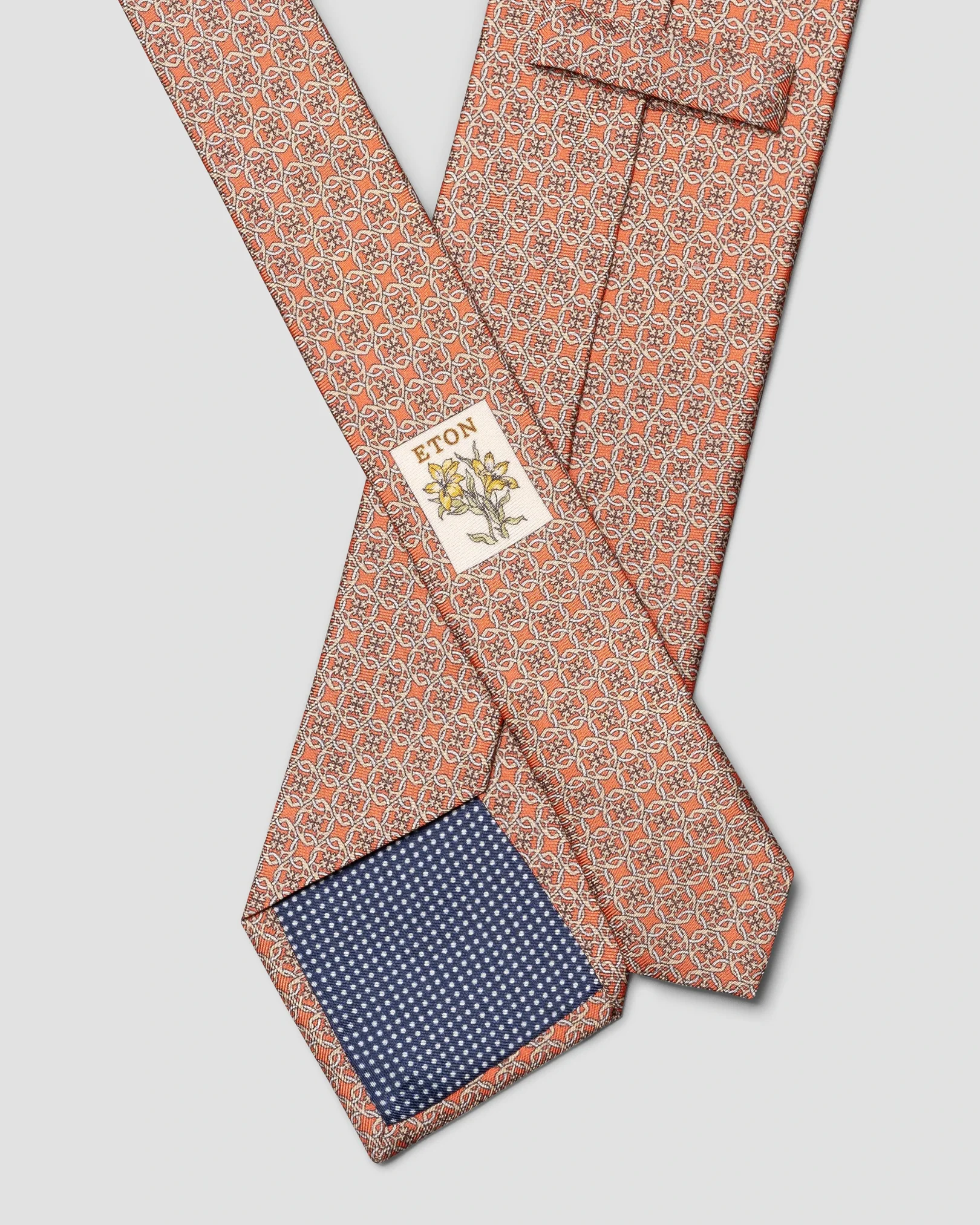 Eton - geometric print silk tie orange