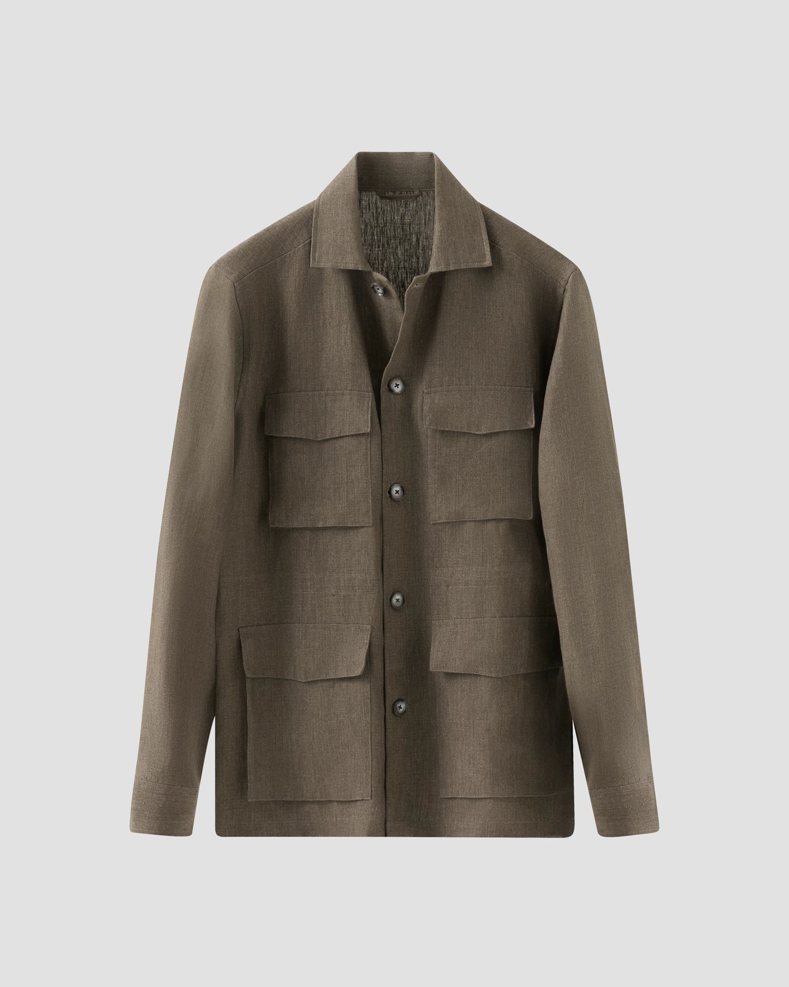 Eton - dark green turndown collar overshirt