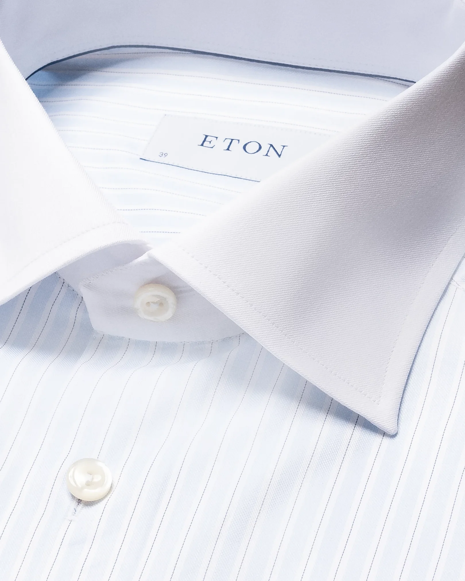 Eton - light blue striped signature twill shirt