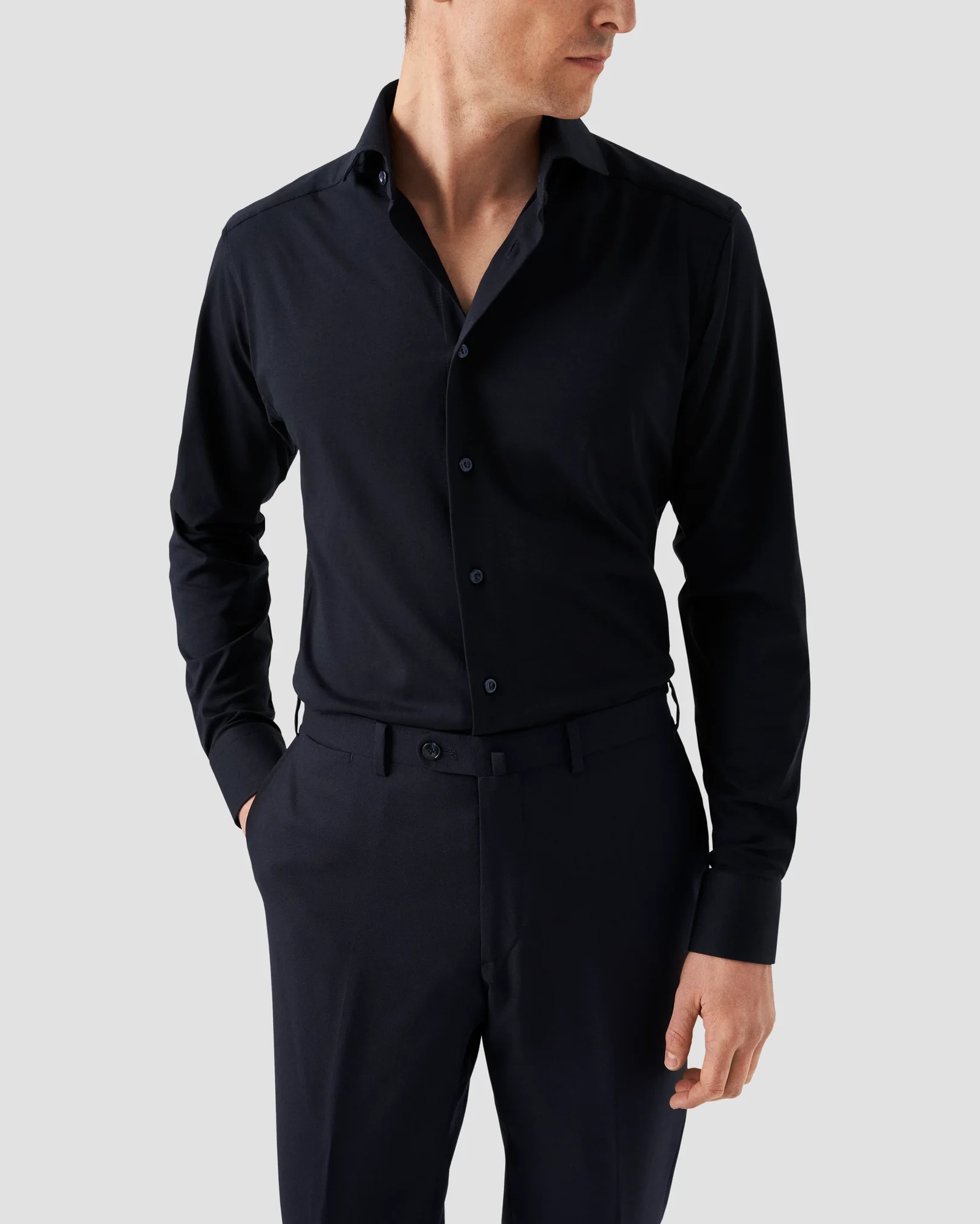 Eton - navy supima cotton strech shirt