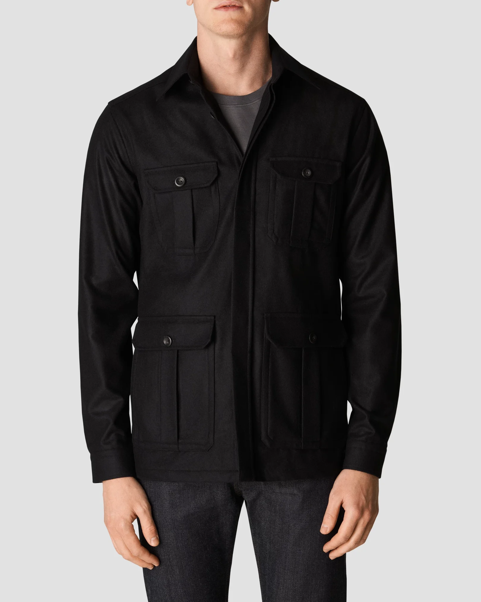 Eton - black twill wool cashmere