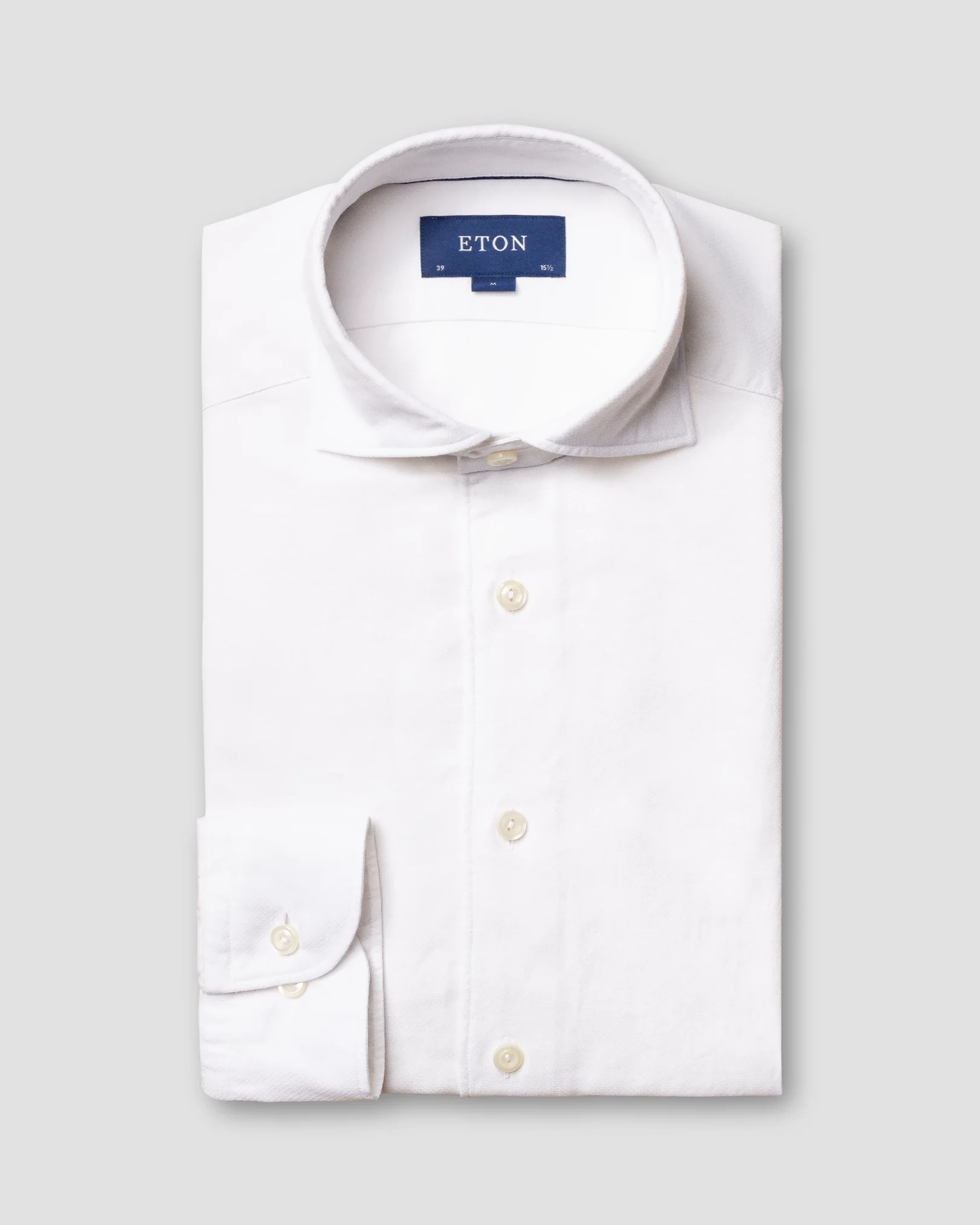 Eton - white cotton and silk wide spread single rounded slim soft