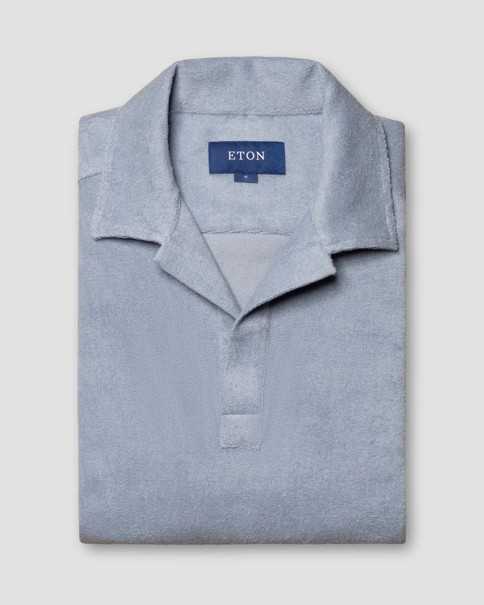 Eton - light grey jerseyterryfrotte open collar short terry slim jersey