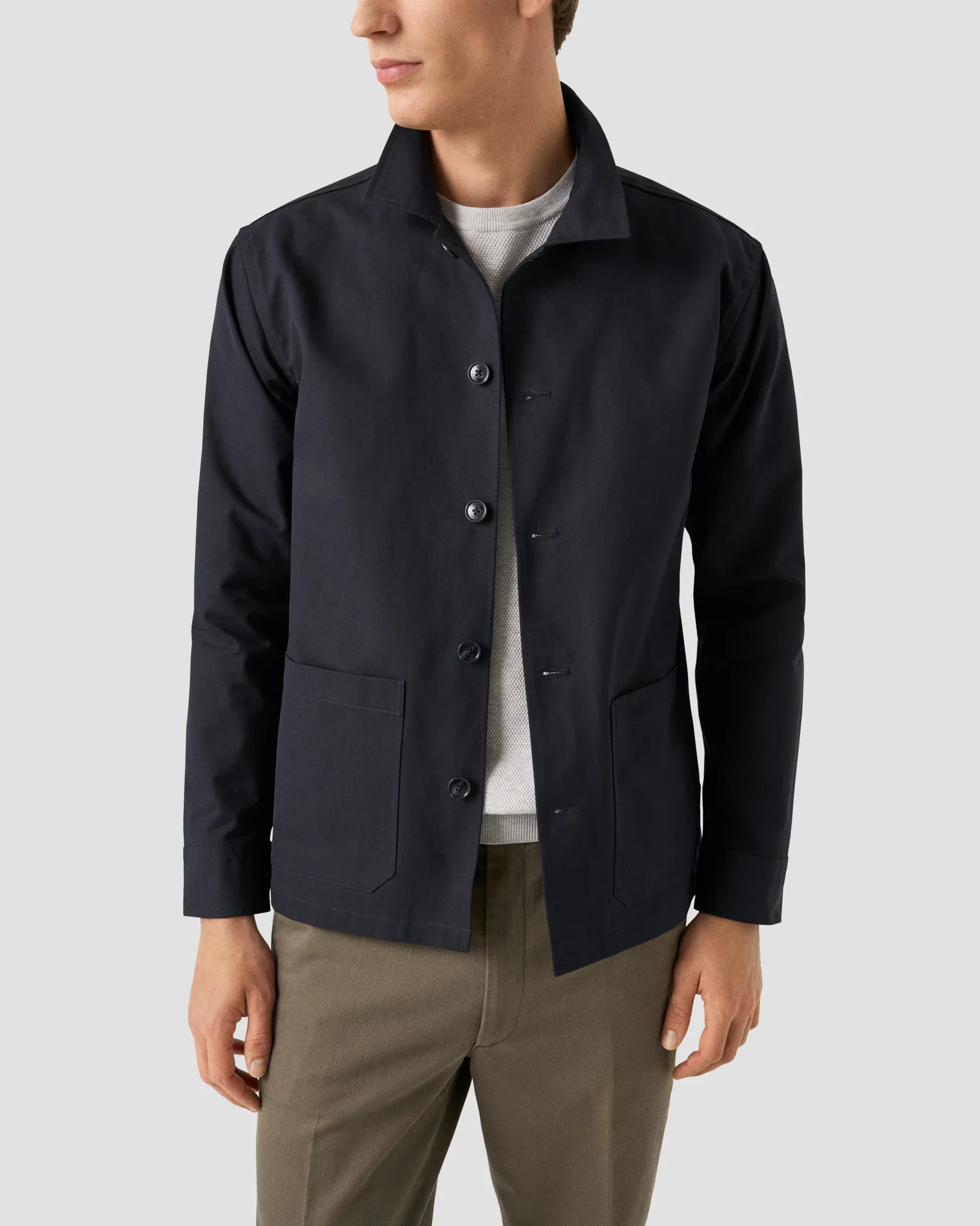 Eton - navy blue canvas overshirt
