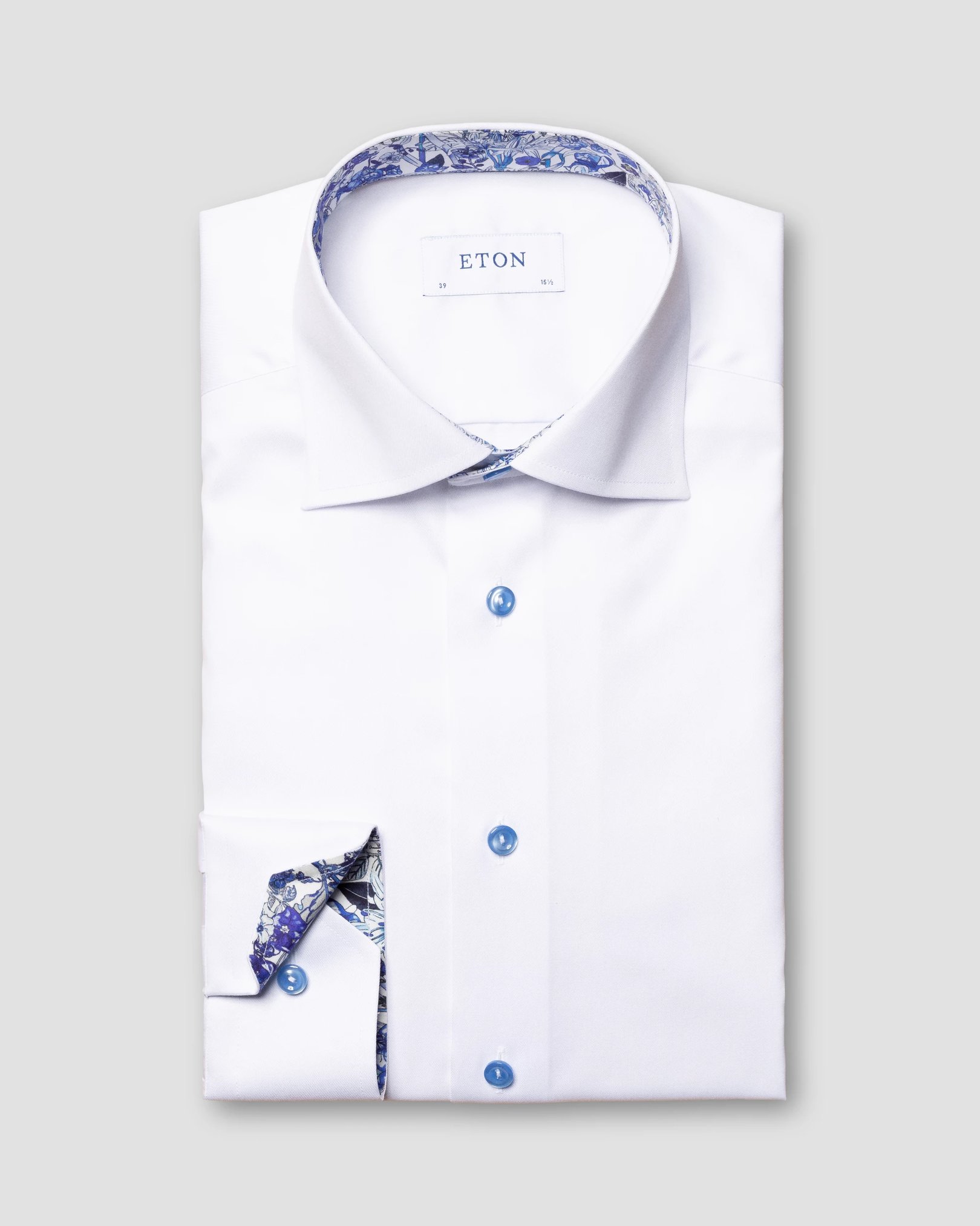 Eton - white signature twill floral details